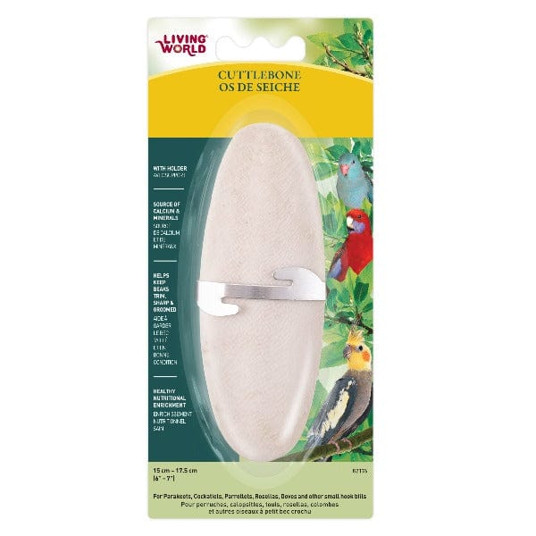 Premium Living World Cuttlebone with Holder for Birds - Natural Calcium Supplement for Parrots, Cockatiels & Small Birds - Perfect for Cage Accessories & Beak Trimming