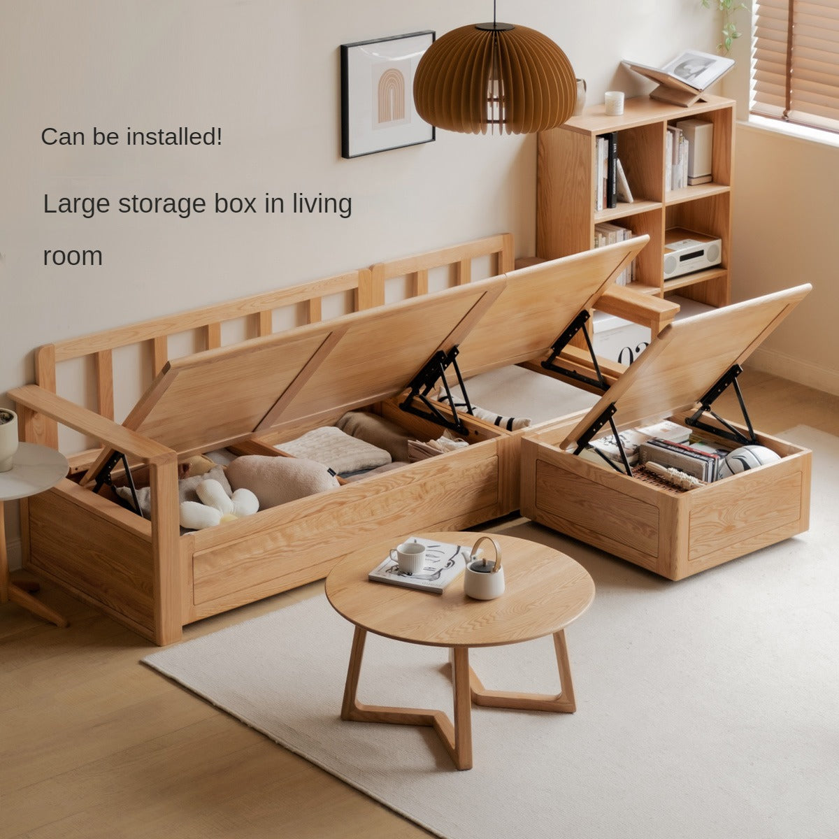 Solid Oak Wood Storage Box for Sofa - Organize Living Room, Bedroom, or Office with Stylish Wooden Storage Solution