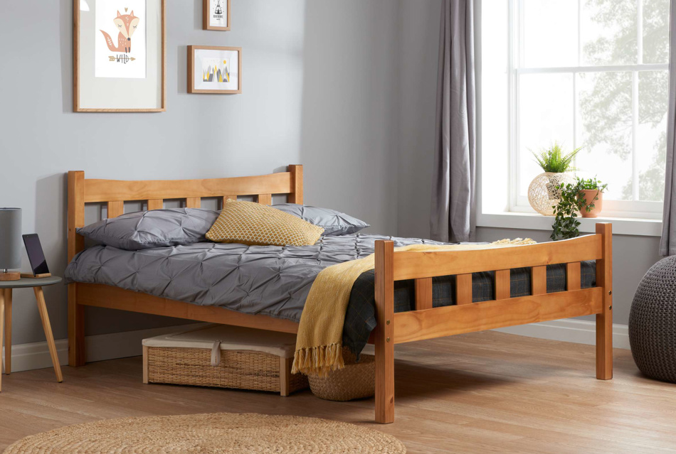 Montrose Bed Frame - Queen Size Platform Bed with Upholstered Headboard, Wooden Slats & Easy Assembly - Perfect for Modern Bedrooms & Guest Rooms