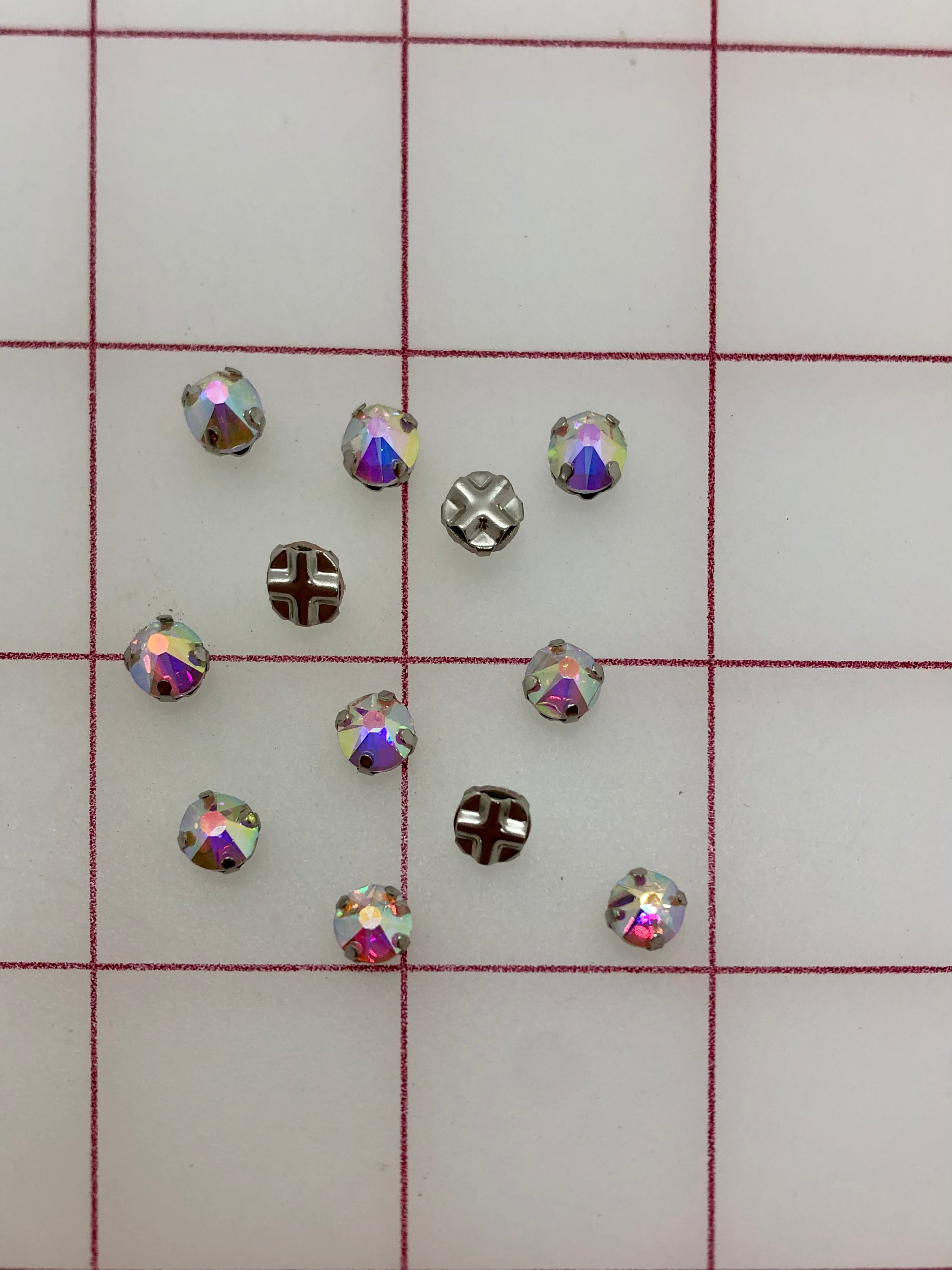 30SS Czech Bright Cut Rose Montees Rhinestones - AB Crystal Rhinestones for Jewelry Making, 12 Pack - Perfect for DIY Crafts, Costumes, and Bridal Accessories