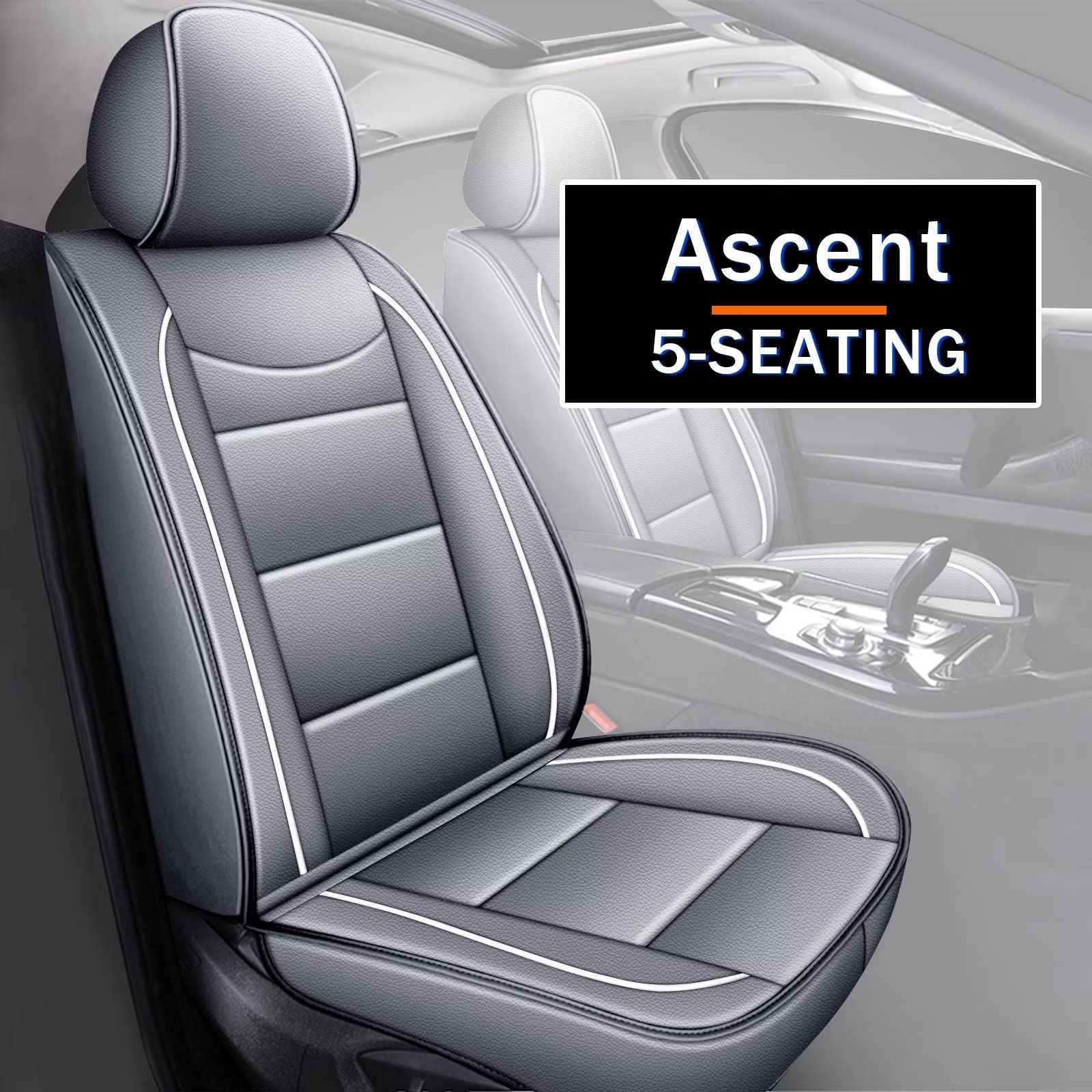 Premium Leather Seat Covers for Subaru Ascent 2019-2021 - Full Set 5-Seat Airbag Compatible Car Seat Protectors - Comfortable & Breathable Grey Interior Accessories - Perfect for Family Road Trips & Daily Commute