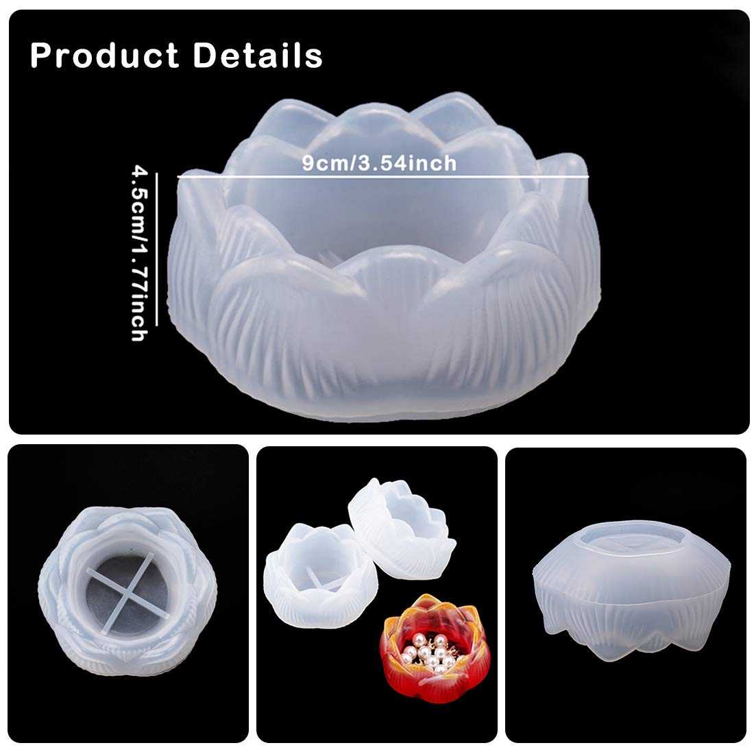 Lotus Tealight Candle Holder Silicone Molds - DIY Resin Casting Molds for Epoxy Jewelry, Trinket Trays & Home Decor Crafts - Perfect for Wedding Centerpieces, Spa Relaxation & Gift Making