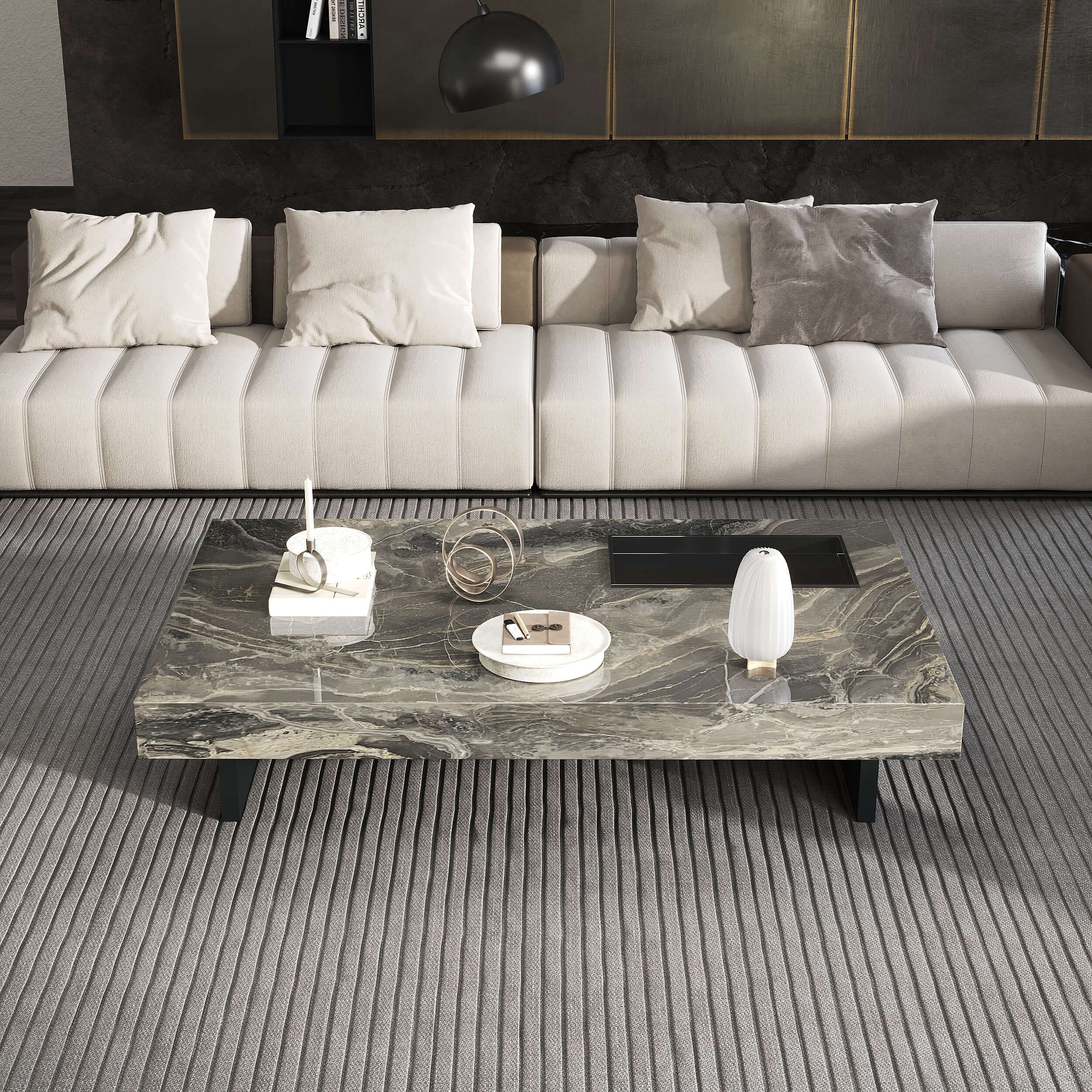 Modern Luxury Sintered Stone Rectangle Coffee Table - Minimalist Living Room Centerpiece for Home Decor & Entertaining