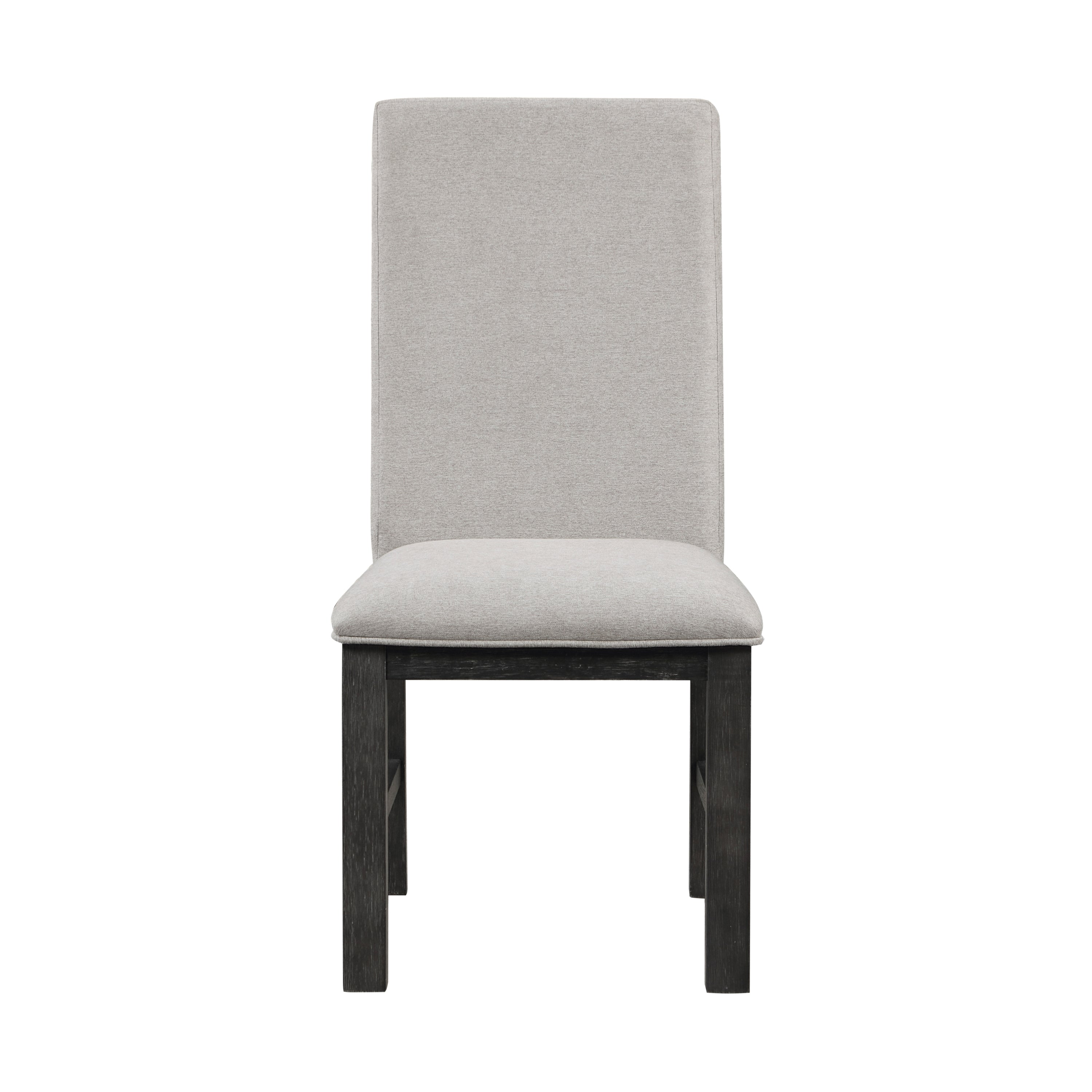 2-Piece Gray Upholstered Dining Chairs Set with Stylish Back & Antique Black Wooden Frame - Perfect for Kitchen, Dining Room, and Breakfast Nook
