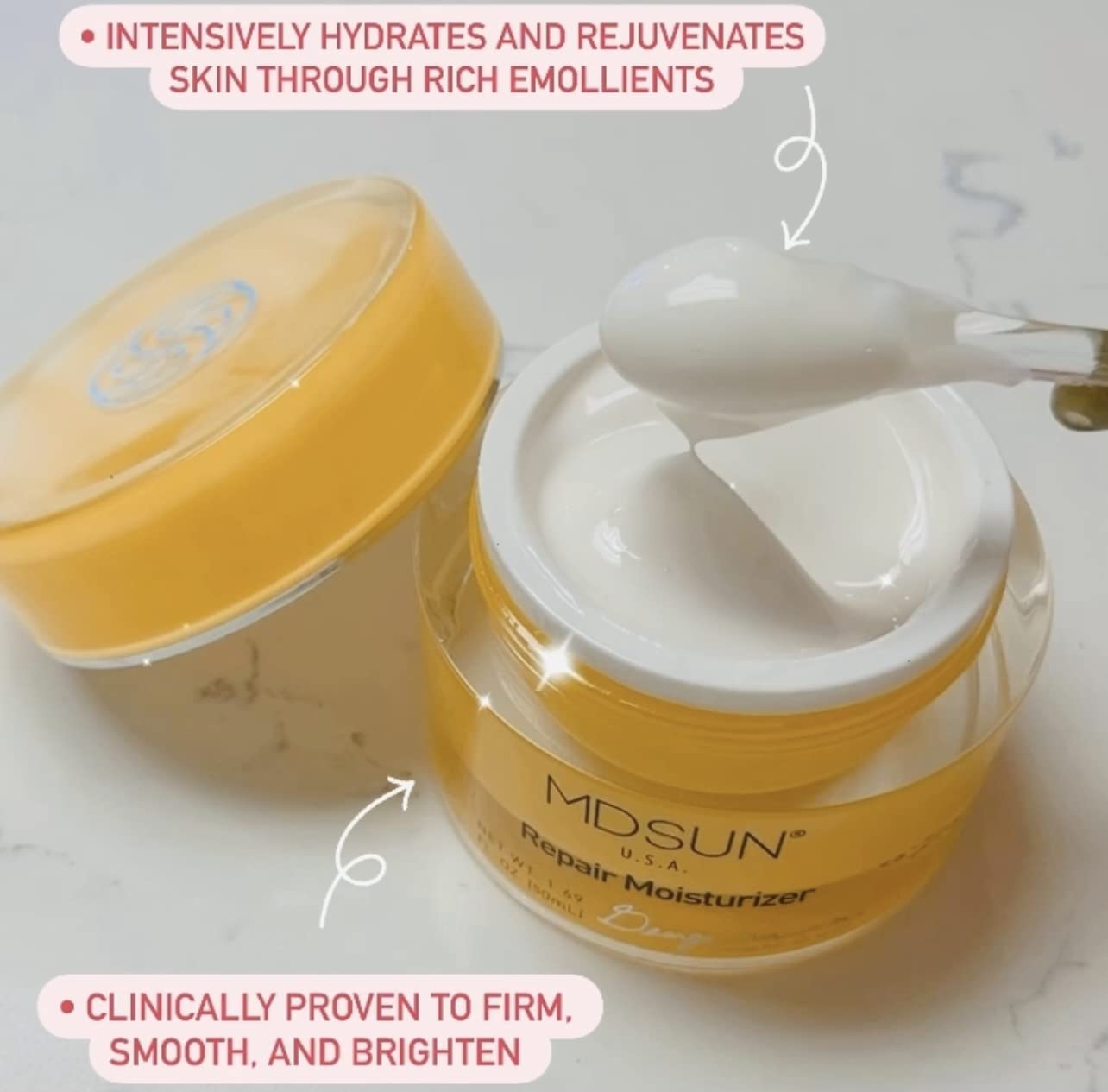 MDSUN Anti-Aging Face Moisturizer with SPF 50 - Repairs Skin Cells, Reduces Wrinkles & Fine Lines, Brightens Complexion - Antioxidant Protection Against Free Radicals - Perfect for Daily Skincare & Sun Protection (50mL)