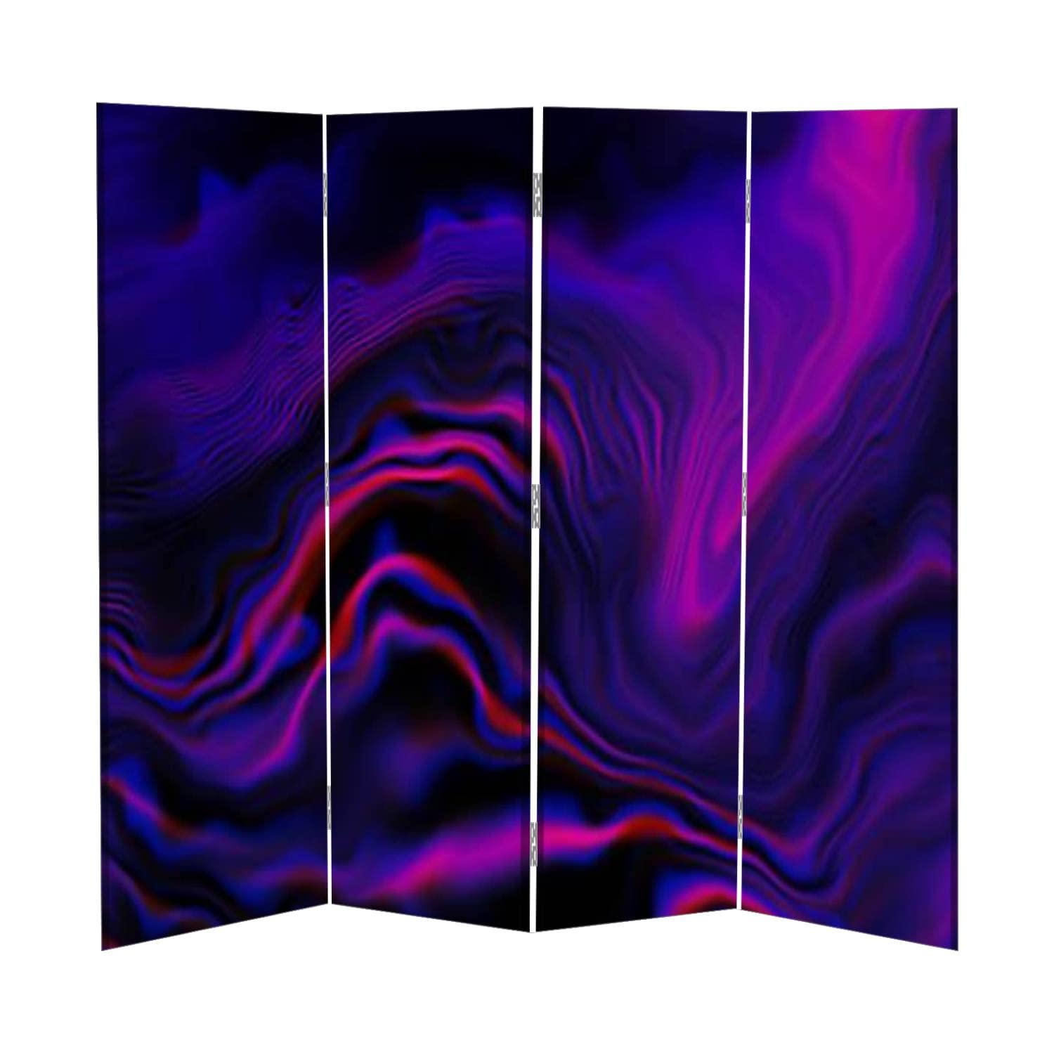 Modern Marble Neon Wave Prism Room Divider - Abstract Dark Purple Folding Privacy Screen for Indoor & Outdoor Use | Freestanding Partition for Home Office, Bedroom Separation, Event Decoration & Space Division