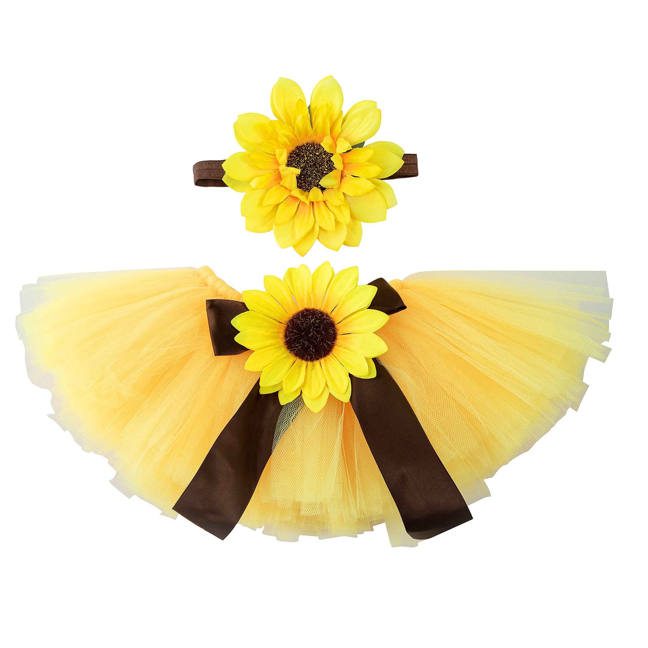 Newborn Baby Girl Photography Props - Handmade Fluffy Tulle Headband & Princess Tutu Skirt Outfit Set for Newborn Photo Shoots, Christening, and Special Occasions