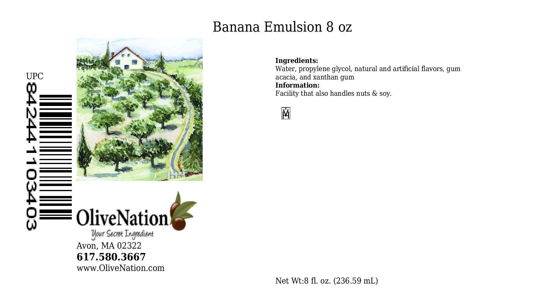 Premium Banana Flavor Emulsion for Baking - Water Soluble, Non-GMO, Gluten Free, Vegan Friendly (8 oz) - Perfect for Cakes, Cookies, Frostings & DIY Dessert Recipes