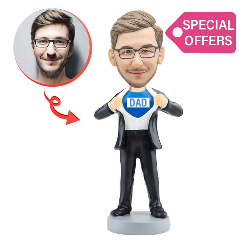 Personalized Dad Bobblehead - Custom Photo Bobblehead Figurine | Unique Father's Day Gift, Birthday Present for Dad | Perfect for Office Desk, Home Decor, and Special Occasions