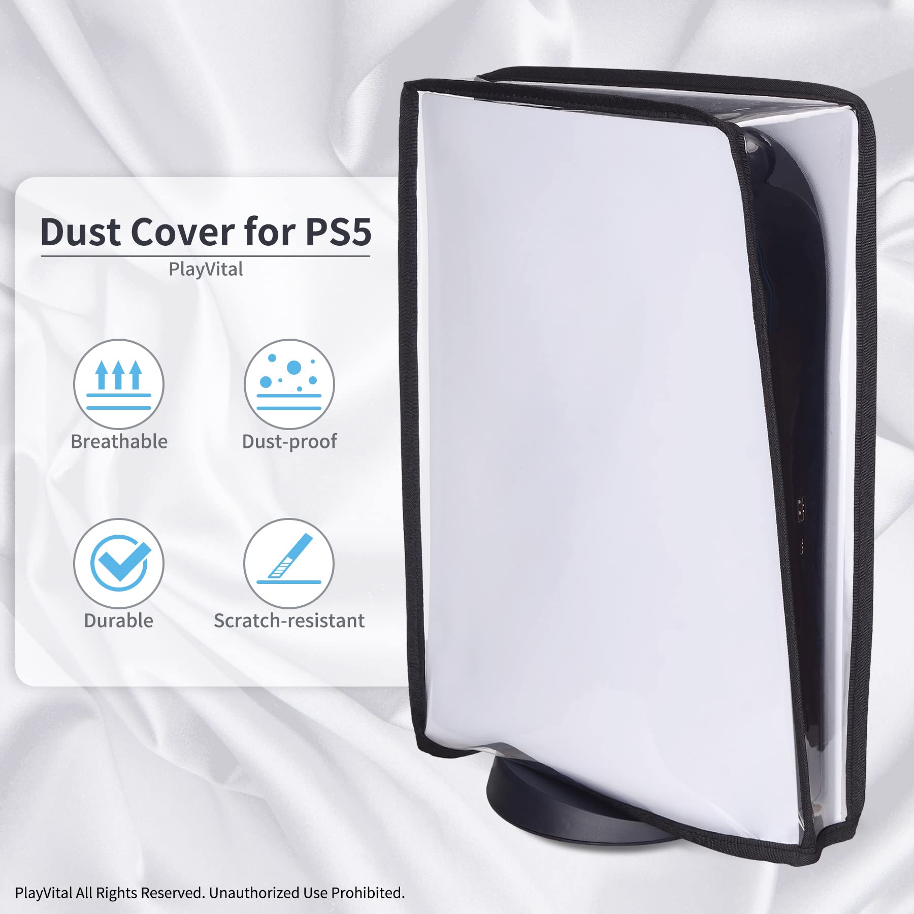 PlayVital Clear PS5 Dust Cover - Waterproof & Anti-Scratch Protection for PS5 Console (Digital & Disc Edition) - Perfect for Gaming Setup & Console Storage