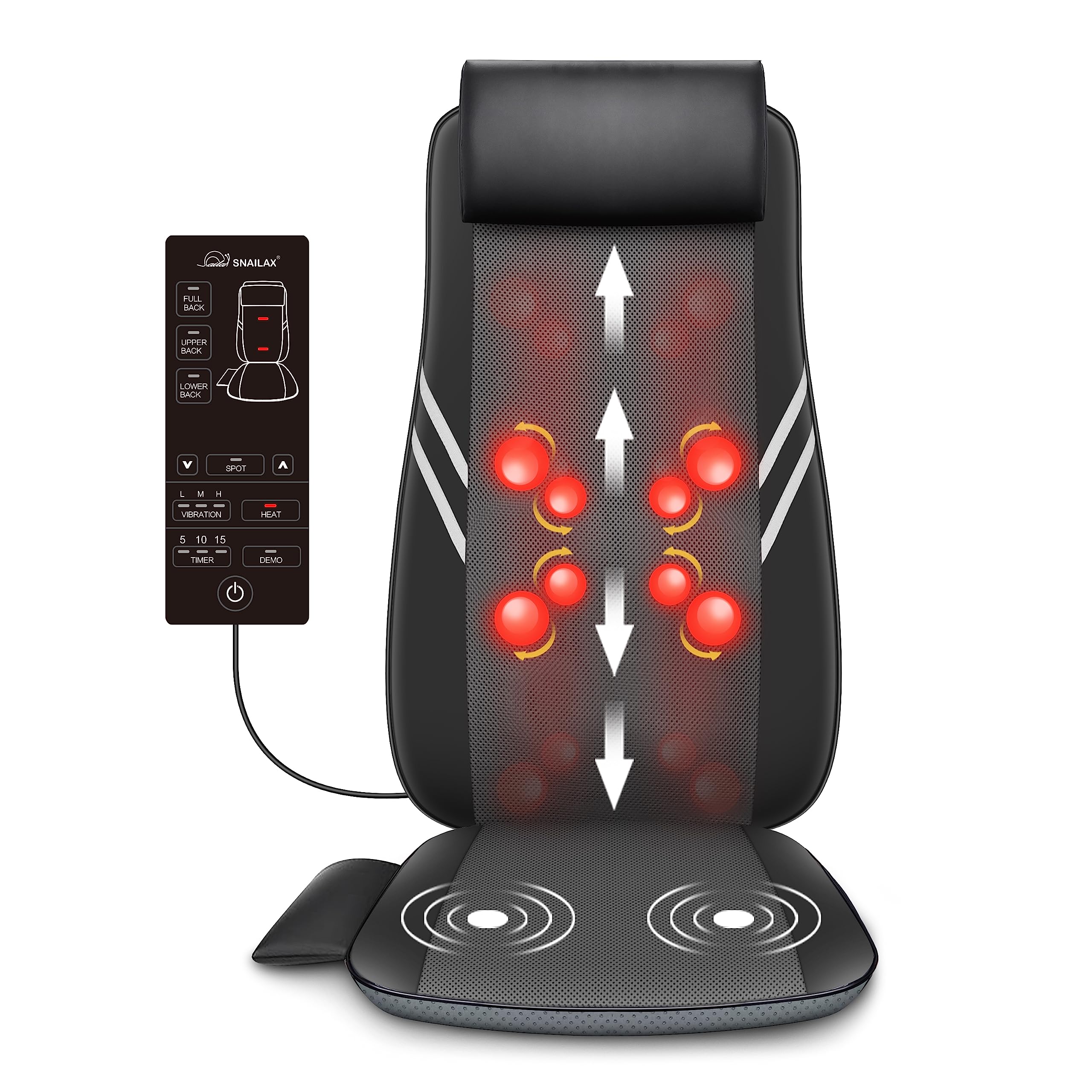 Snailax Shiatsu Back Massager with Heat - 8 Flexible Nodes Full Back Massage Cushion for Office & Home Use | Relieves Muscle Pain, Perfect for Work, Gaming & Relaxation