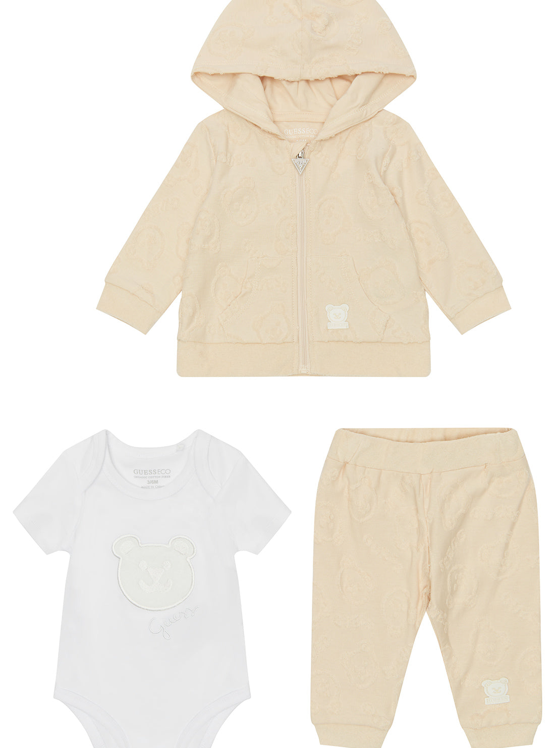 Beige 3-Piece Baby Bodysuit, Jacket and Pants Set for Newborns 0-12 Months - Soft Cotton Outfit for Photoshoots, Family Gatherings & Daily Wear