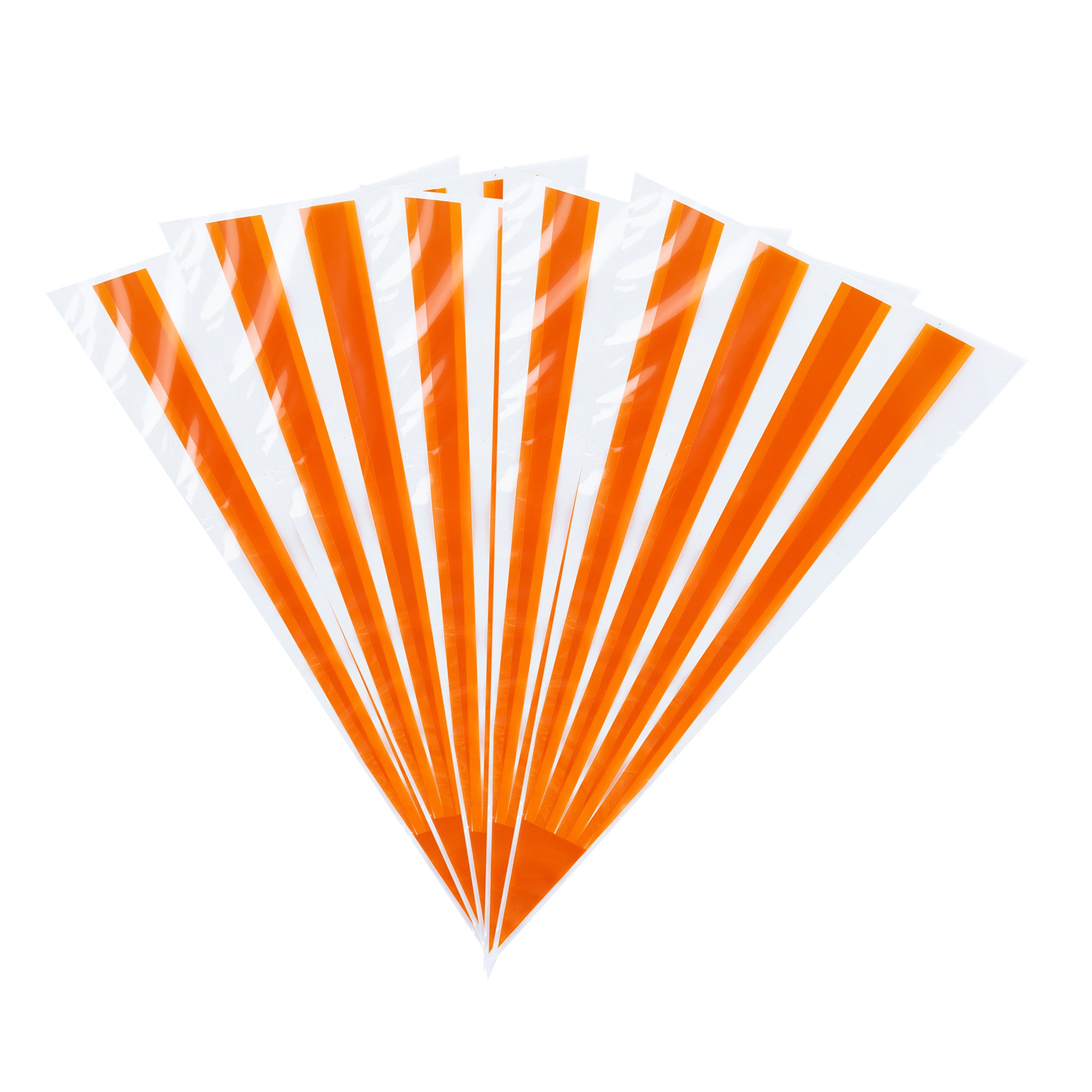 Plastic Cone Bags with Orange Stripes - 6x11 Inches, 8000 Count Box | Perfect for Party Favors, Candy, Snacks & Bulk Packaging