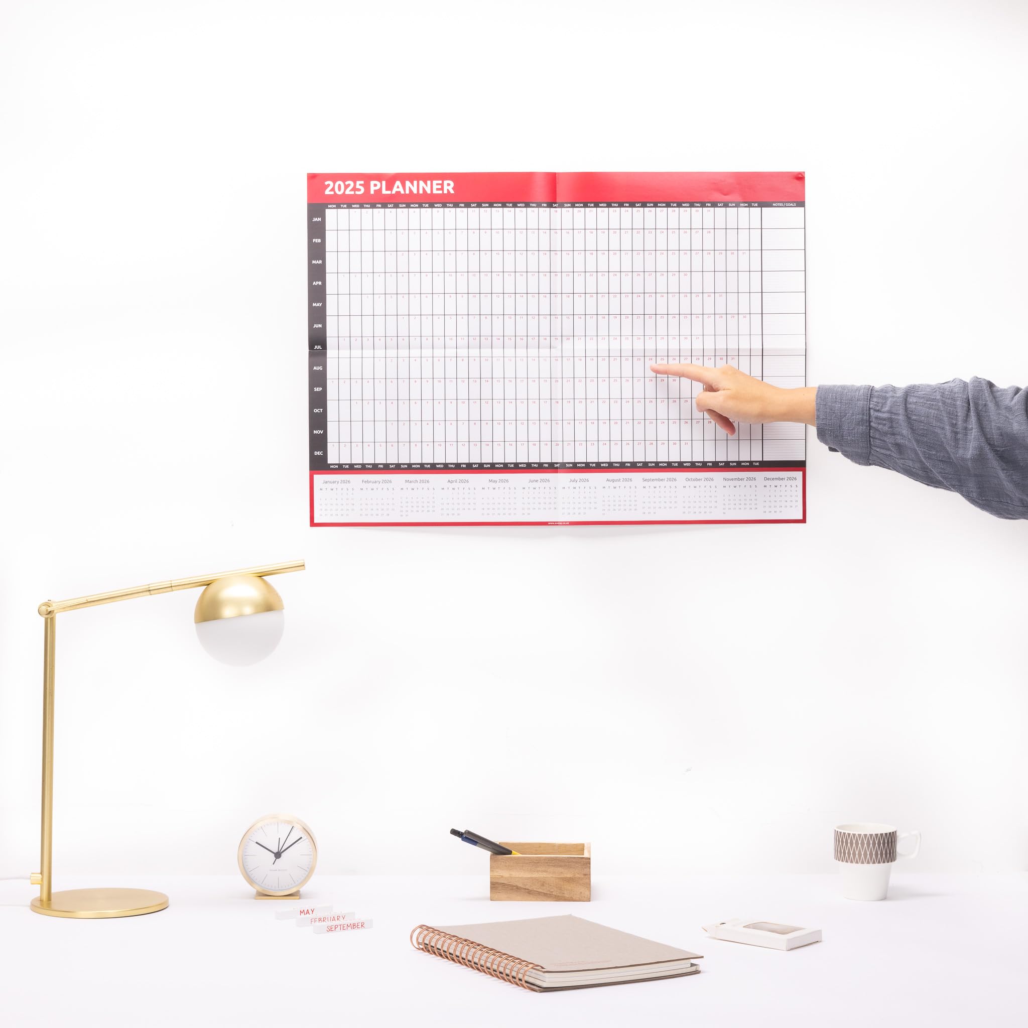 Evelay 2025 Wall Calendar Planner - A2 Size (59.4cm x 42cm) | Full Year at a Glance | Perfect for Home, Office, School & Work Organization | Wall-Mountable for Easy Planning & Productivity