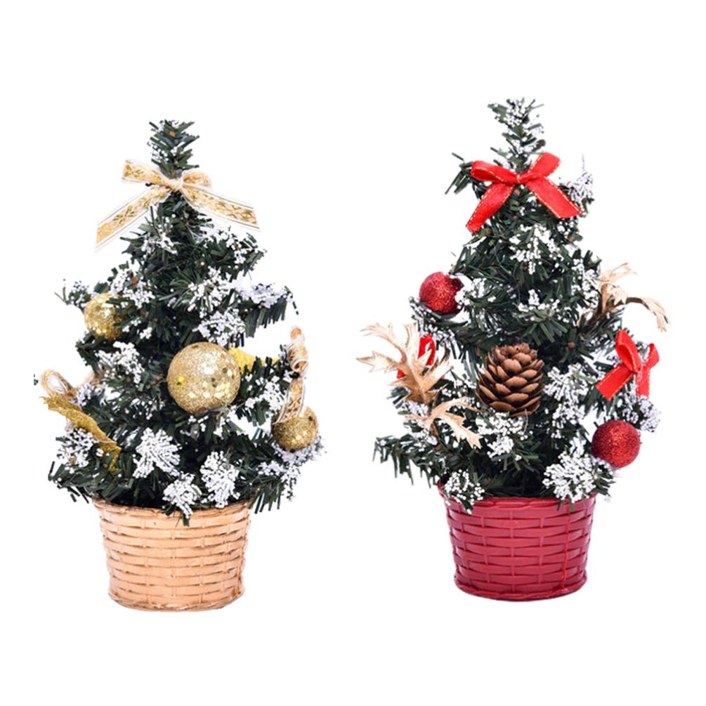 VOSAREA 2-Pack Mini Artificial Pine Christmas Trees - Xmas Table Decor, Wedding Centerpiece, Holiday Ornaments for Festive Home & Party Decorations | Perfect for Christmas Tablescapes, Wedding Receptions, and Seasonal Home Styling