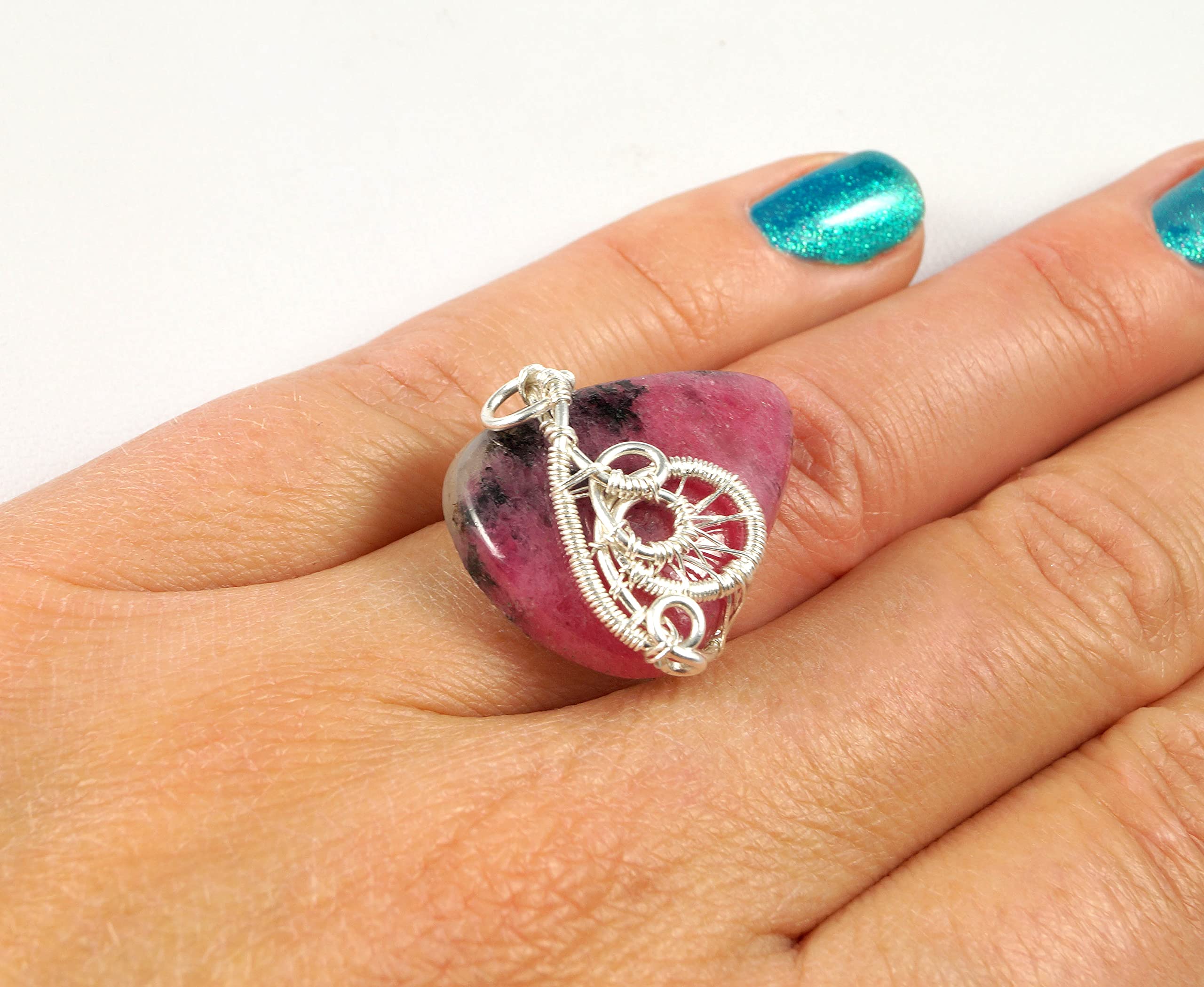 Handmade Sterling Silver Ring with Pink Rhodochrosite Gemstone - Elegant Wire Wrapped Jewelry for Women, Perfect Gift for Mom, Her, or Special Occasions (Size 6-7 US) - Ideal for Weddings, Anniversaries, and Everyday Wear
