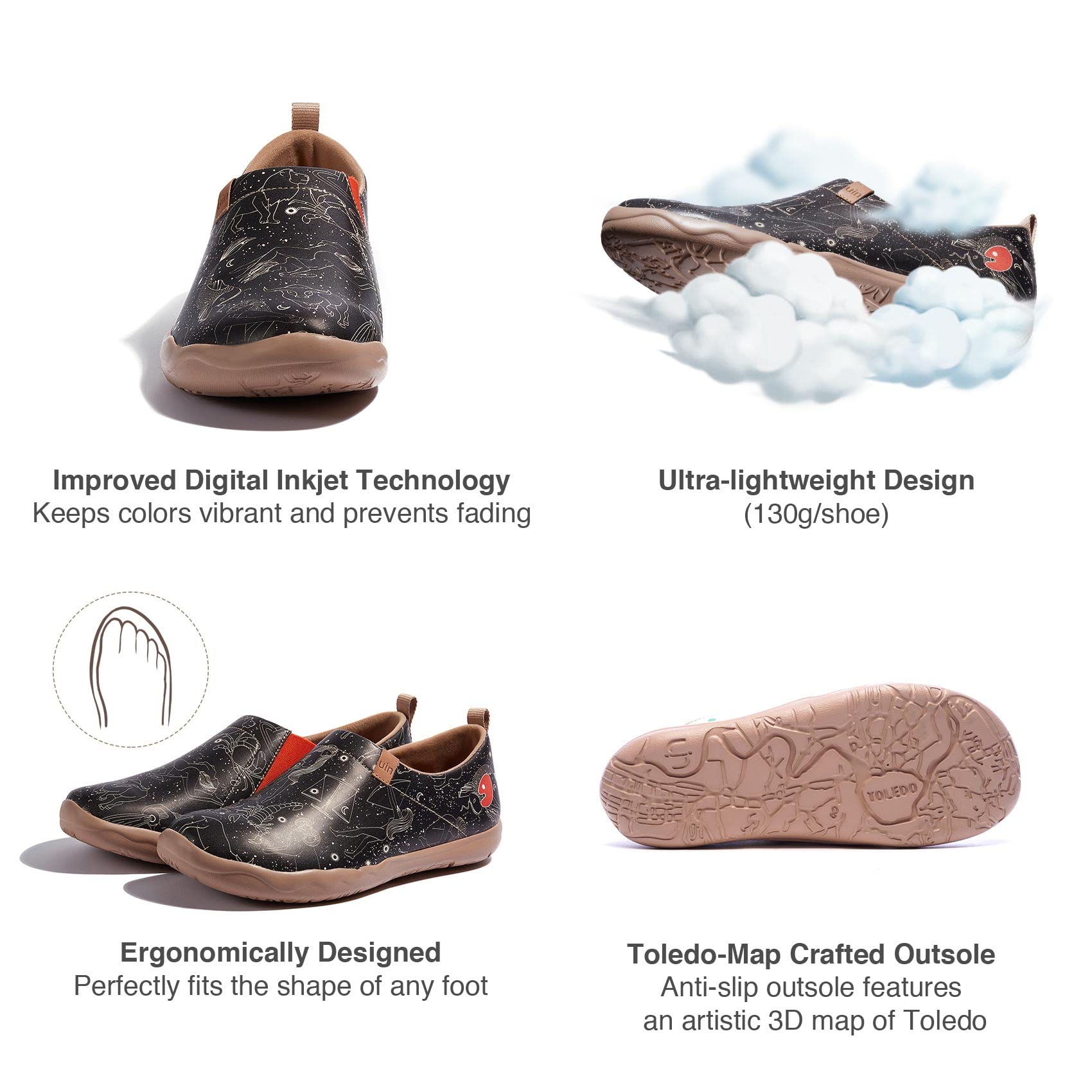 UIN Men's Slip-On Walking Shoes - Lightweight Travel Loafers with Microfiber Upper - Comfortable Casual Sneakers for Walking, Travel & Daily Wear