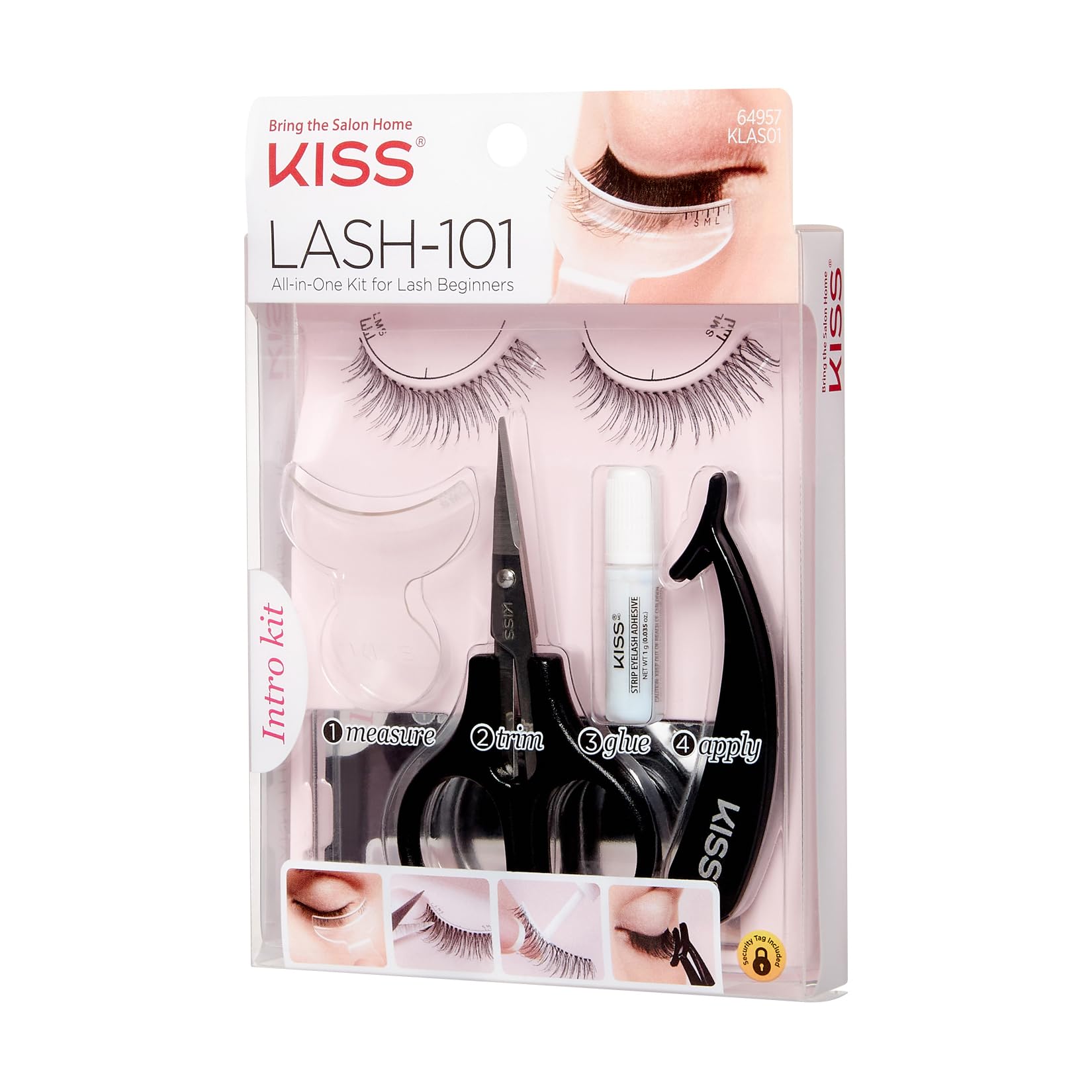 KISS LASH-101 Complete False Eyelashes Kit for Beginners - Includes Measuring Tool, Scissors, Lash Glue, EZ-Angle Applicator & 10 Pairs Natural Fake Eyelashes - Perfect for Daily Wear, Parties & Special Occasions