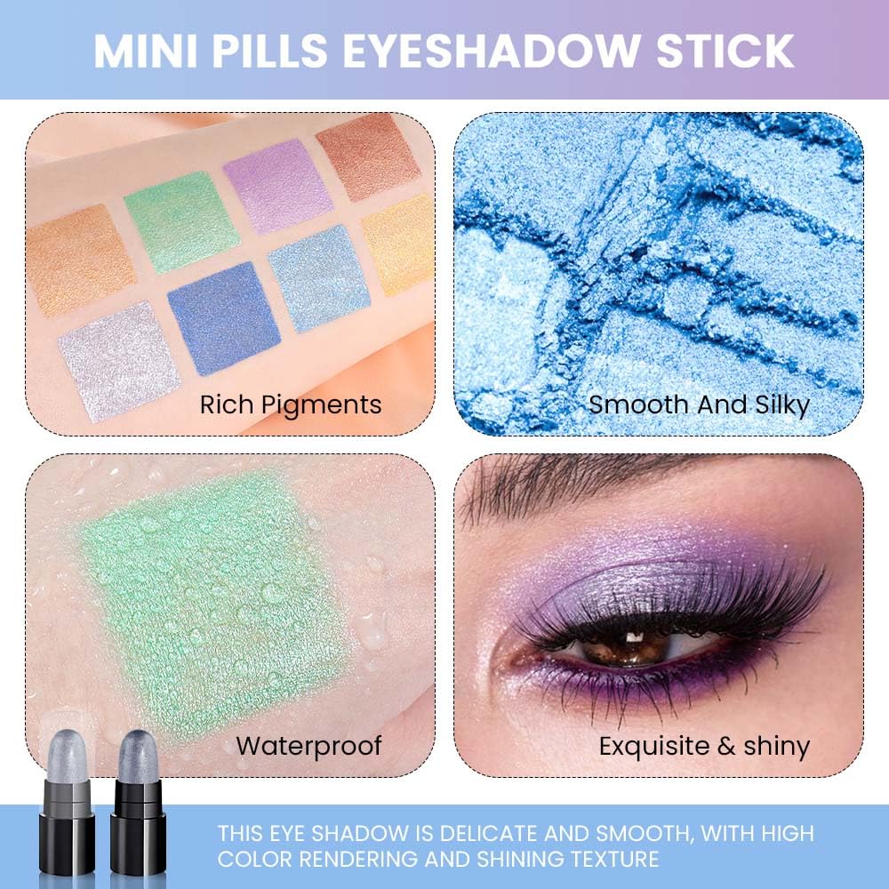 AMY'S DIARY 12 Color Waterproof Eyeshadow Stick Set - Smokey Eye Pencils in White, Black, Purple, Blue & Green | Long-Lasting Cream Eyeshadow for Day & Night Makeup | Perfect for Parties, Weddings & Everyday Wear (Set01)