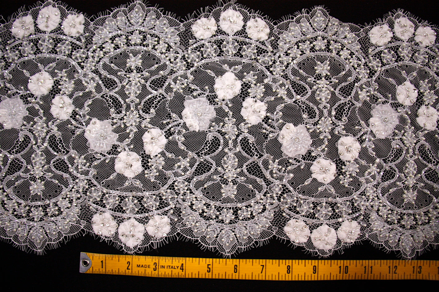 Elegant Beaded Ivory Lace Trim for Wedding Dresses & Bridal Gowns - Perfect for DIY Costumes, Home Decor, and Special Occasion Outfits