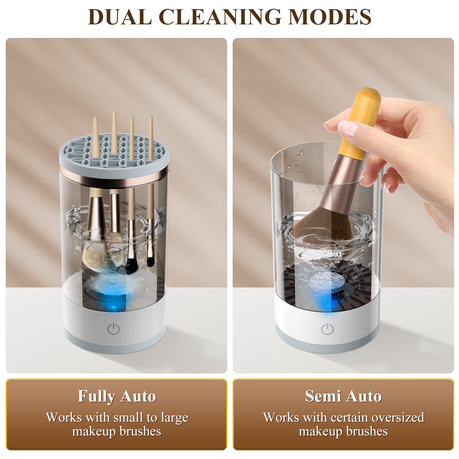 Electric Makeup Brush Cleaner with Cleaning Mat - Automatic Spinning Cosmetic Brush Cleaner for All Brush Sizes | Fast & Gentle Cleaning for Foundation, Blush, Eyeshadow & More | Perfect for Home & Professional Makeup Artists