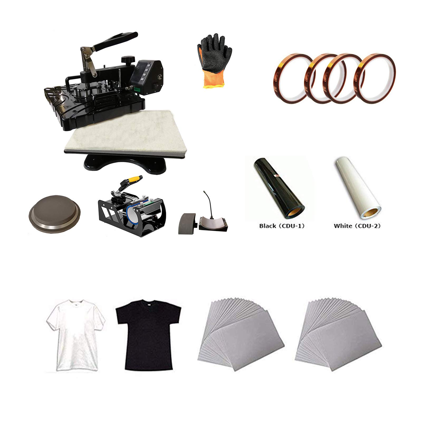 TECHTONGDA 5-in-1 Heat Press Machine 110V | Multifunctional Sublimation Machine with Double-Tube Heating for T-Shirts, Hats & Mugs | Perfect for DIY Custom Apparel, Promotional Products & Small Business Printing
