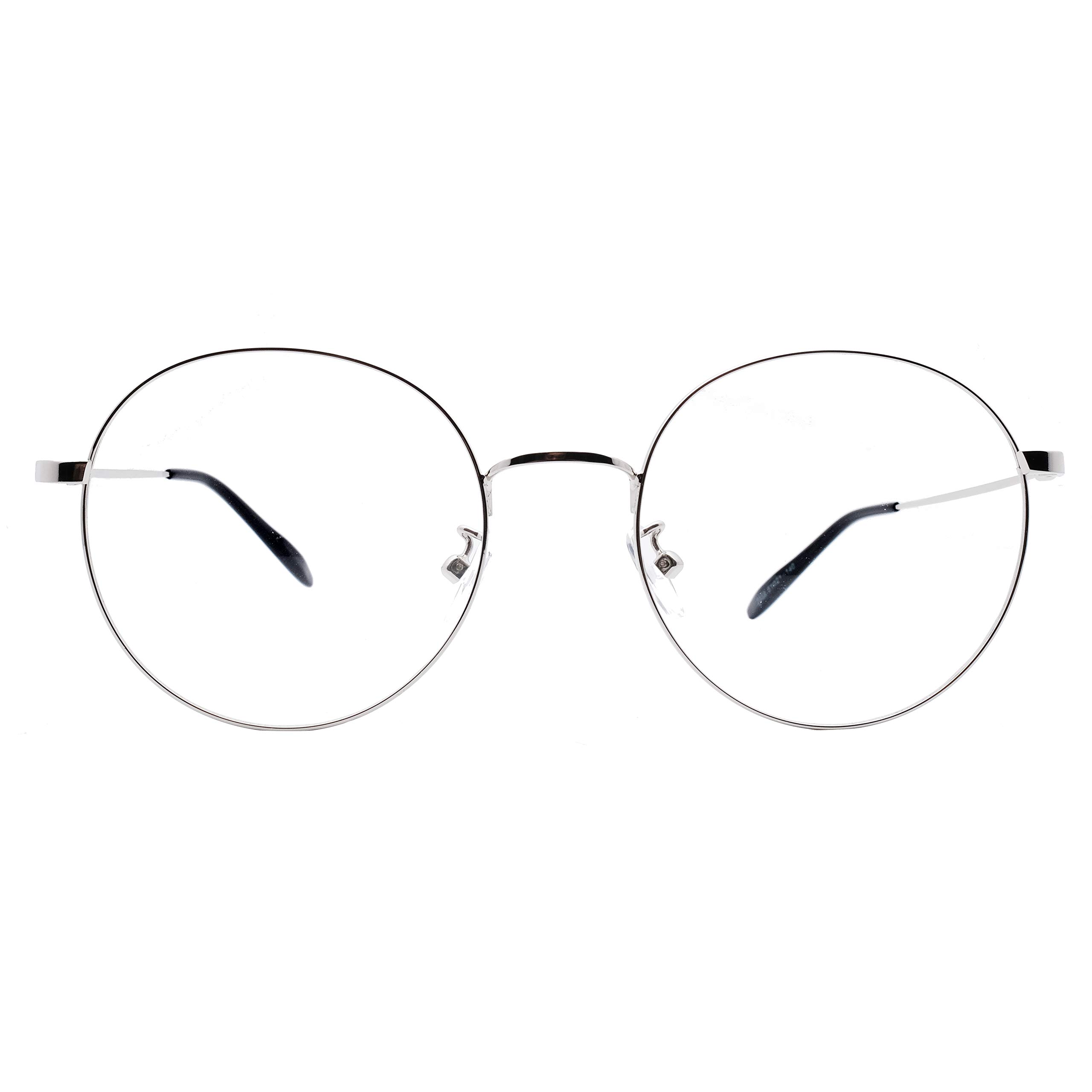 Round Computer Reading Glasses for Men & Women +1.75 Strength, Silver Frame Blue Light Blocking Readers - Perfect for Office Work, Gaming & Digital Screen Use