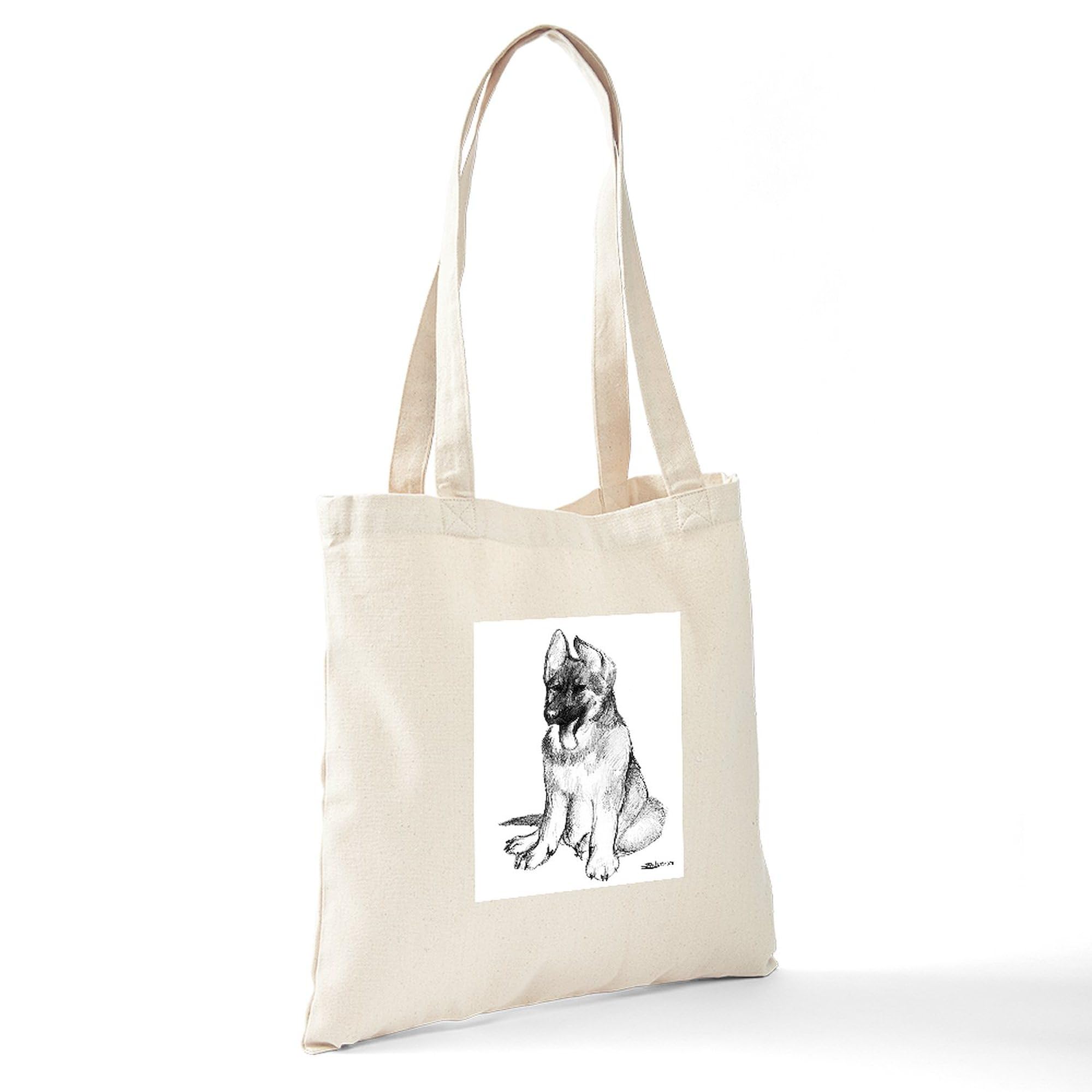 German Shepherd Puppy Canvas Tote Bag - Eco-Friendly Reusable Shopping Bag for Groceries, Beach & Daily Use | Durable Natural Cotton Carryall