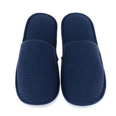50 Pairs Bulk Disposable Hotel Slippers for Guests - Navy Blue & White (US 8 & 10 Sizes) - Comfortable Non-Slip Spa & Travel Slippers for Hotels, Resorts, Salons, and Home Use
