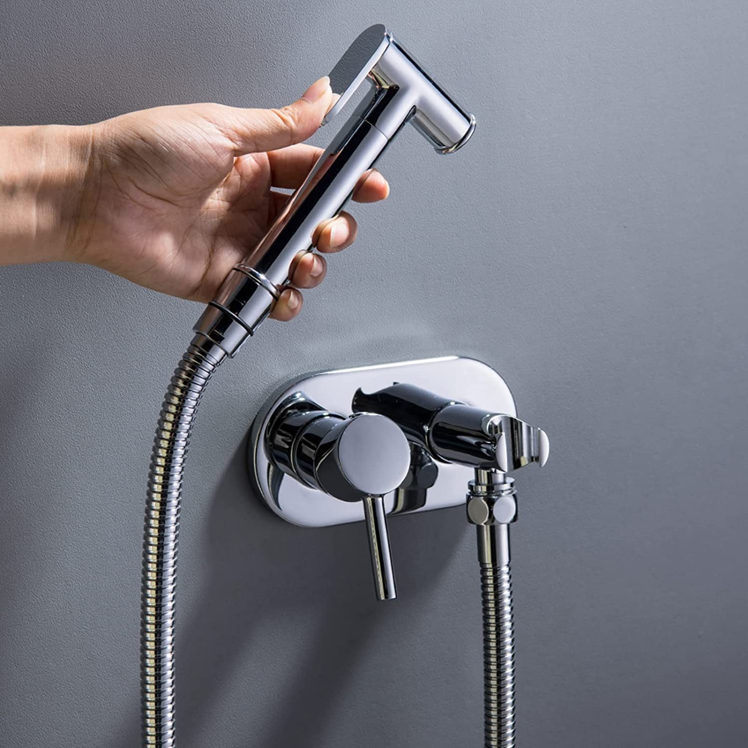 **Handheld Bidet Sprayer for Toilet - Chrome Brass Diaper Sprayer with Hose for Hot & Cold Water - Perfect for Baby Cloth Diaper Cleaning, Feminine Hygiene & Pet Washing**