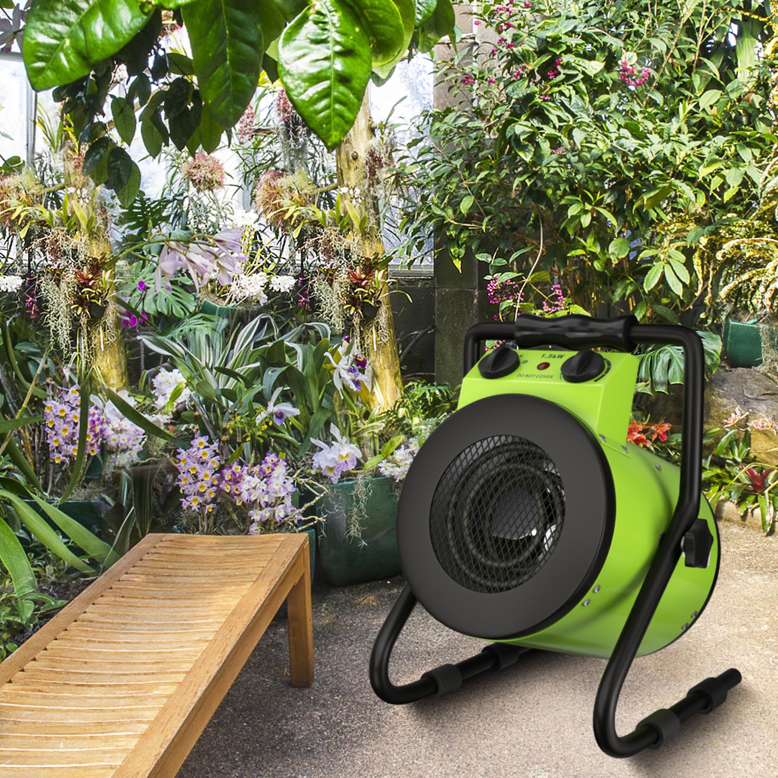 Gardtech 1500W Digital Greenhouse Heater with Thermostat - Portable Outdoor Grow Tent Heater with Overheat Protection & Strong Airflow - Fast Heating for Patio, Garage, Flower House, Greenhouses & Indoor Plants (Green) - Perfect for Winter Gardening, Plant Nurseries & Cold Weather Protection