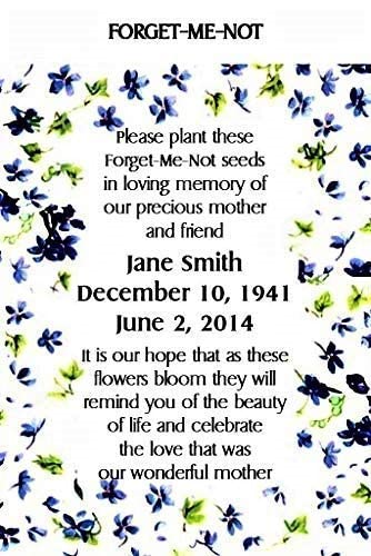 Personalized Forget-Me-Not Seed Packets (25 Count) - Memorial & Funeral Favors - Plantable Sympathy Gifts for Loved Ones - Perfect for Funeral Services, Memorial Events & Remembrance Gardens