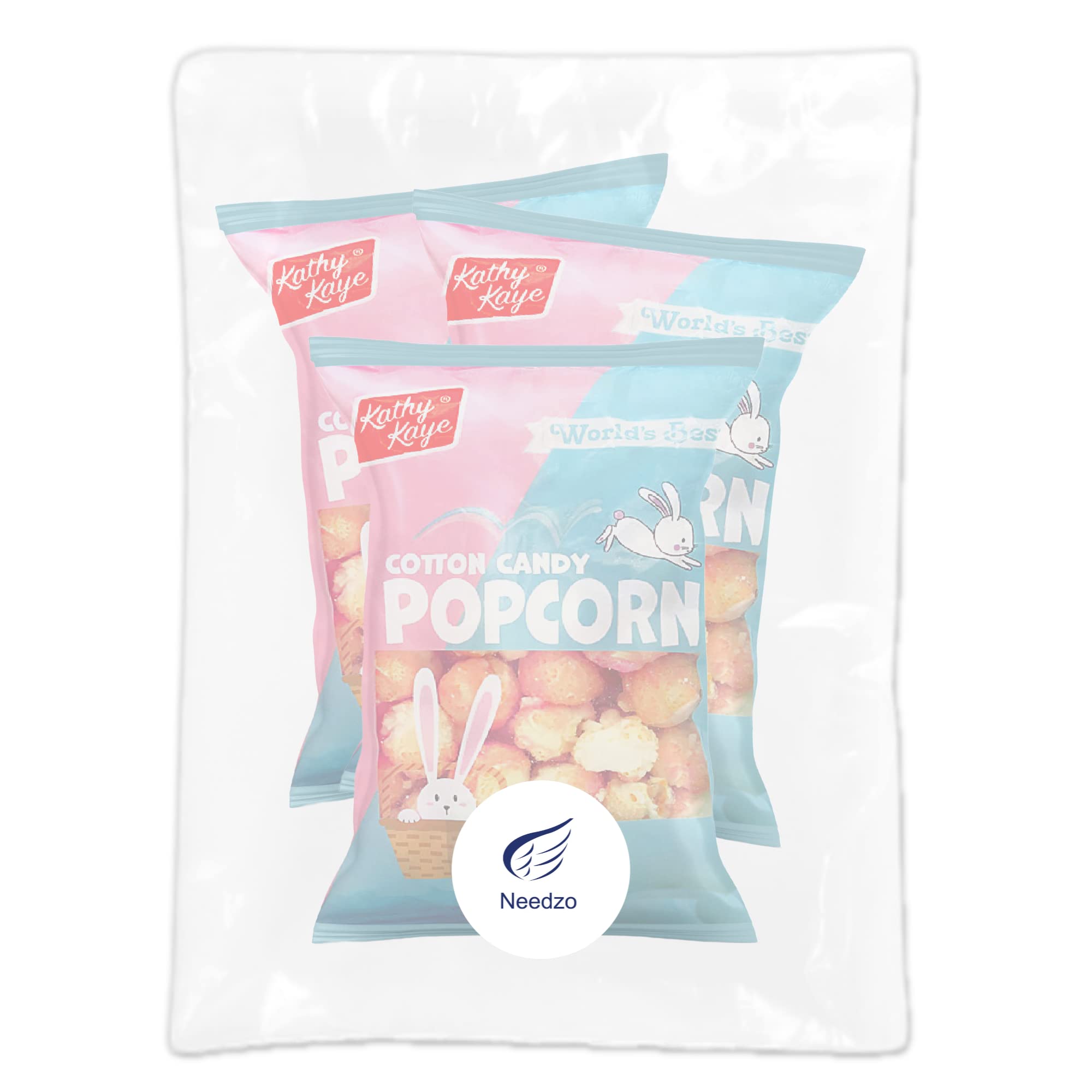 Needzo Pink Cotton Candy Flavored Popcorn - Ready to Eat Movie Theater Snacks, Shareable Snack Bags for Parties & Easter 2024 (Pack of 3) - Perfect for Family Movie Nights, Birthday Celebrations and Holiday Gatherings