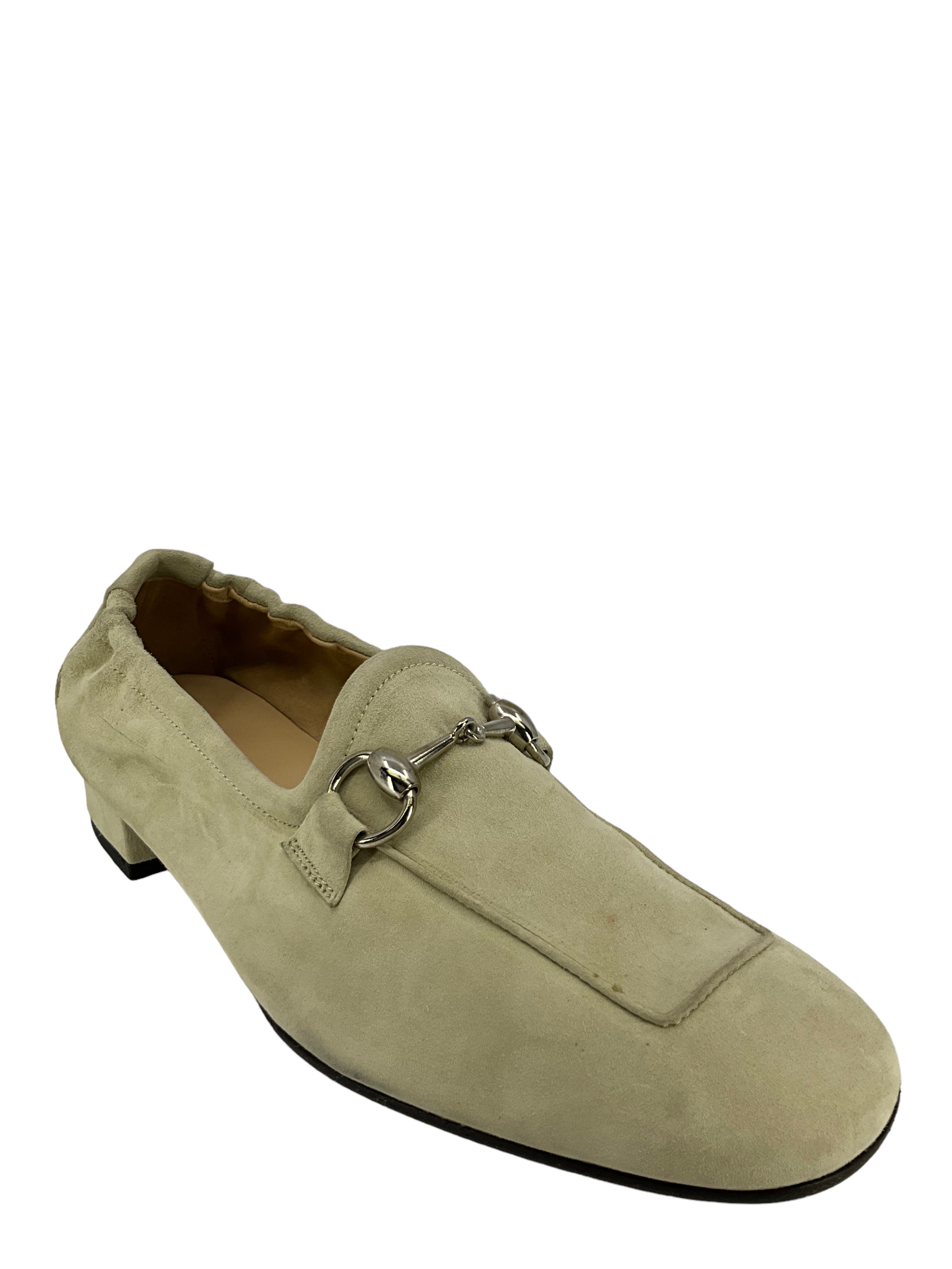 Gucci Beige Suede Loafers for Women Size 8.5 - Comfortable Casual Slip-On Shoes for Office, Travel & Everyday Wear