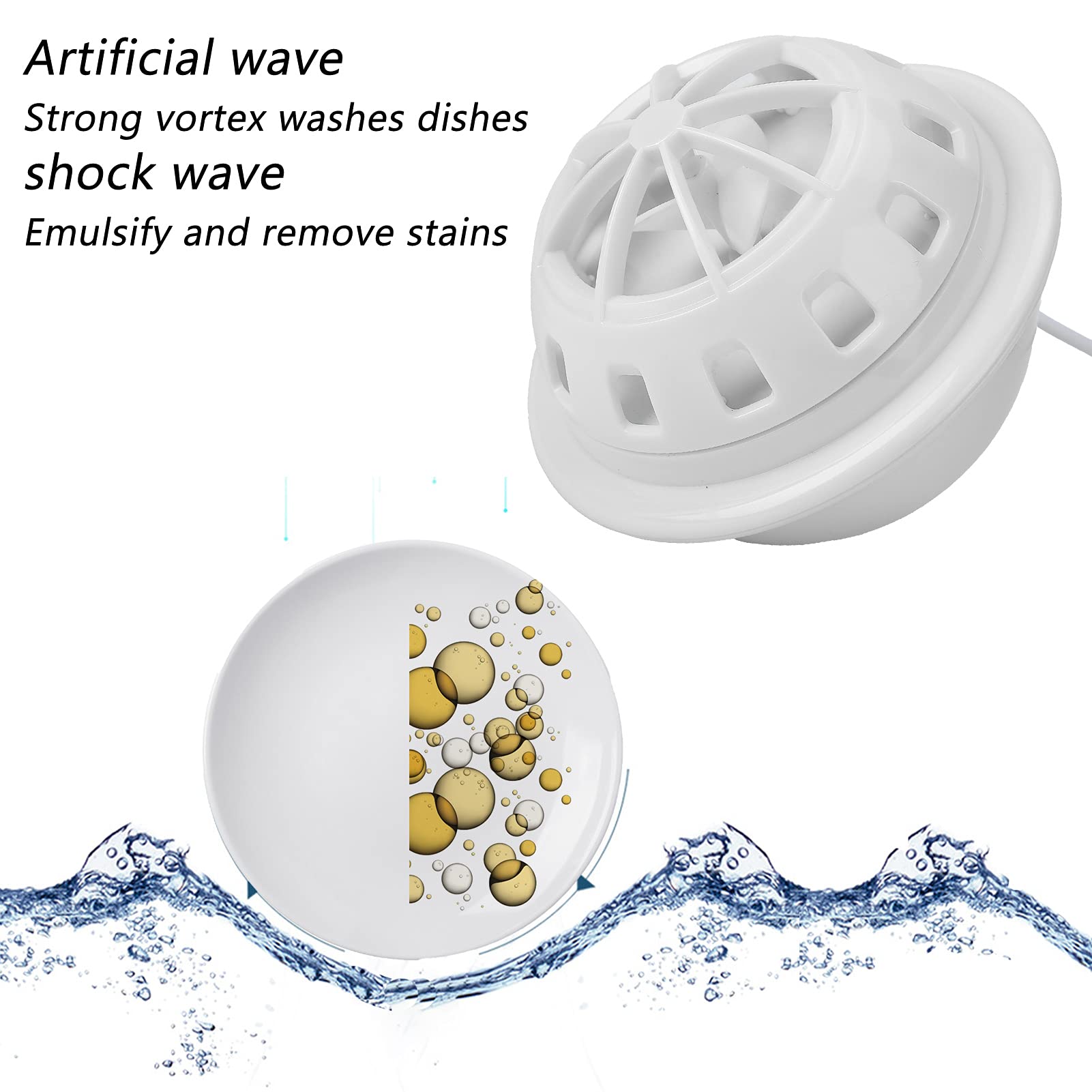 Portable USB-Powered Dishwasher with Suction Cups - Compact Countertop Dishwasher for Kitchen, RV, Camping & Small Apartments - White (Ideal for Restaurants, Dorms & Outdoor Use)