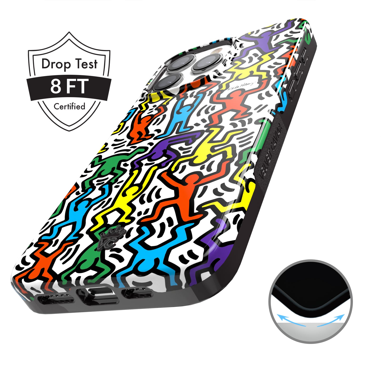 Keith Haring Rainbow Dancers iPhone Case - Artistic Protective Cover for iPhone 11/12/13/14/15 Pro Max - Vibrant Pop Art Design - Perfect for Fans, Artists & Trendy Accessories Lovers