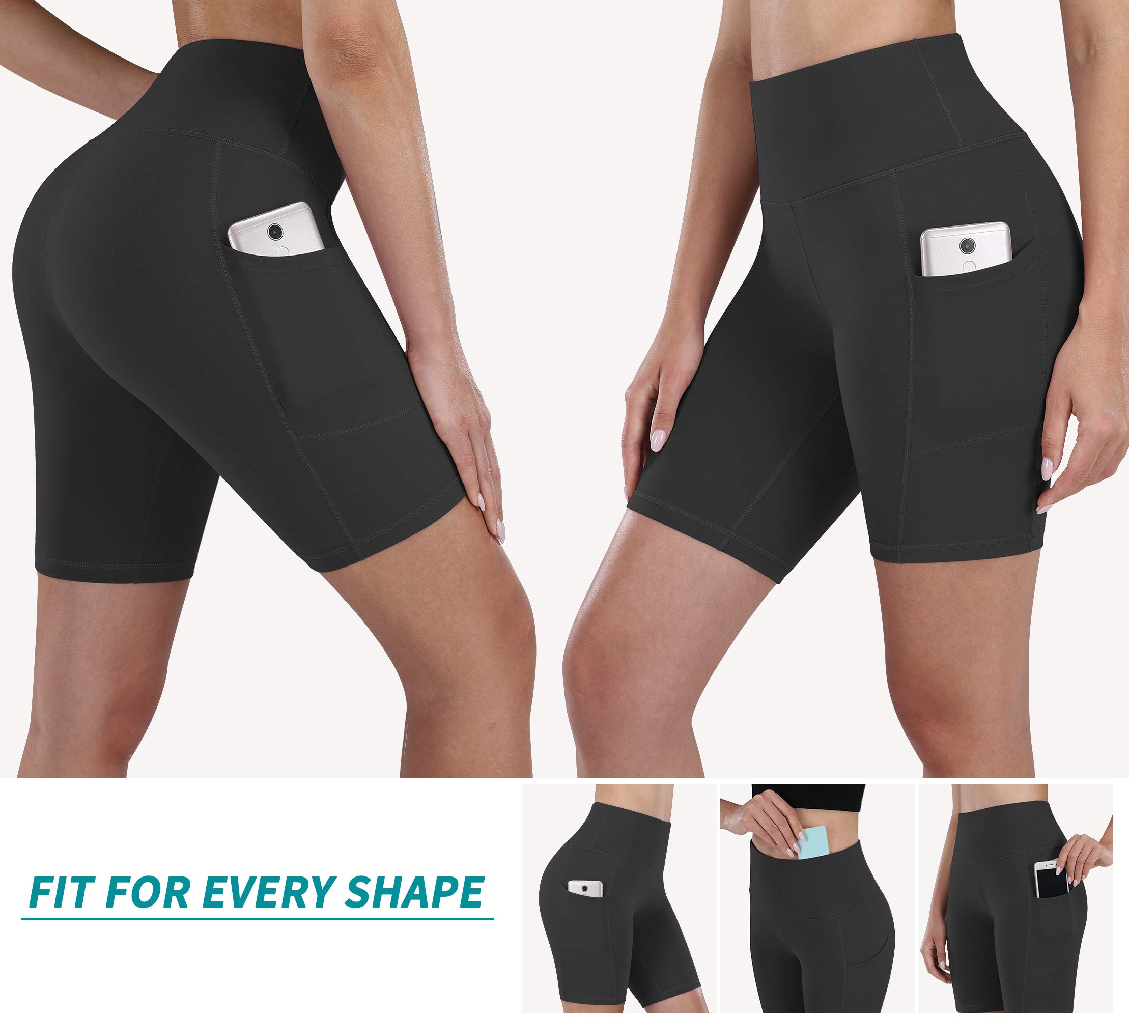 Fengbay 2 Pack Women's High Waist Biker Shorts with Pockets - 8