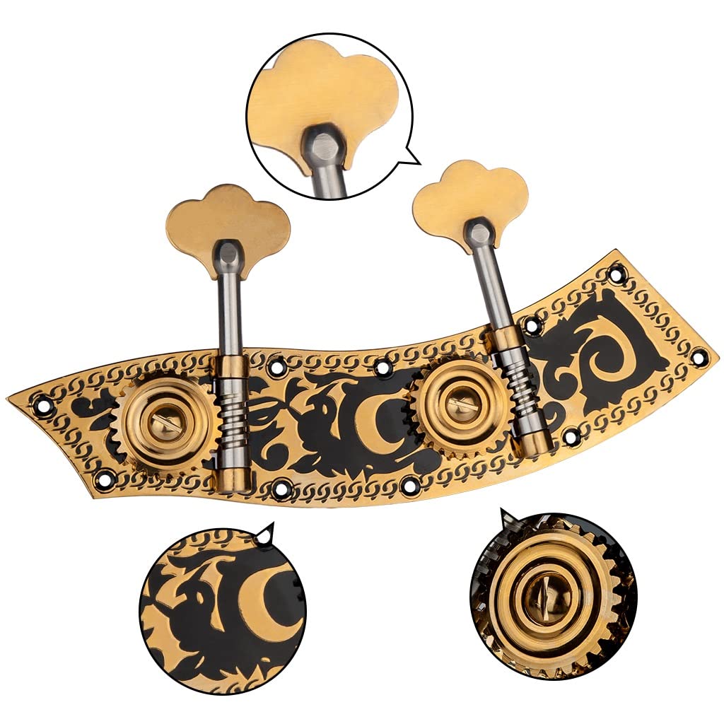 4 String Ukulele Guitar Bass Tuning Pegs - 2R2L Machine Heads with Engraved Tuner (14-12) for Precise String Tuning | Perfect for Guitar, Bass & Ukulele Maintenance & Upgrades