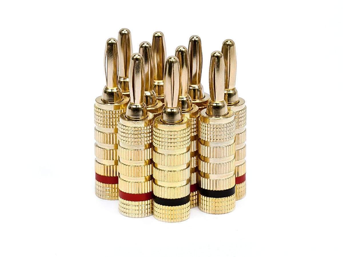 Premium Gold Plated Speaker Banana Plugs - 5 Pairs (Closed Screw Type) for High-Quality Audio Connections | Compatible with Speaker Wire, Home Theater Systems, Wall Plates & Pro Installations | Perfect for Home Audio, Studio Setup & DIY Speaker Projects