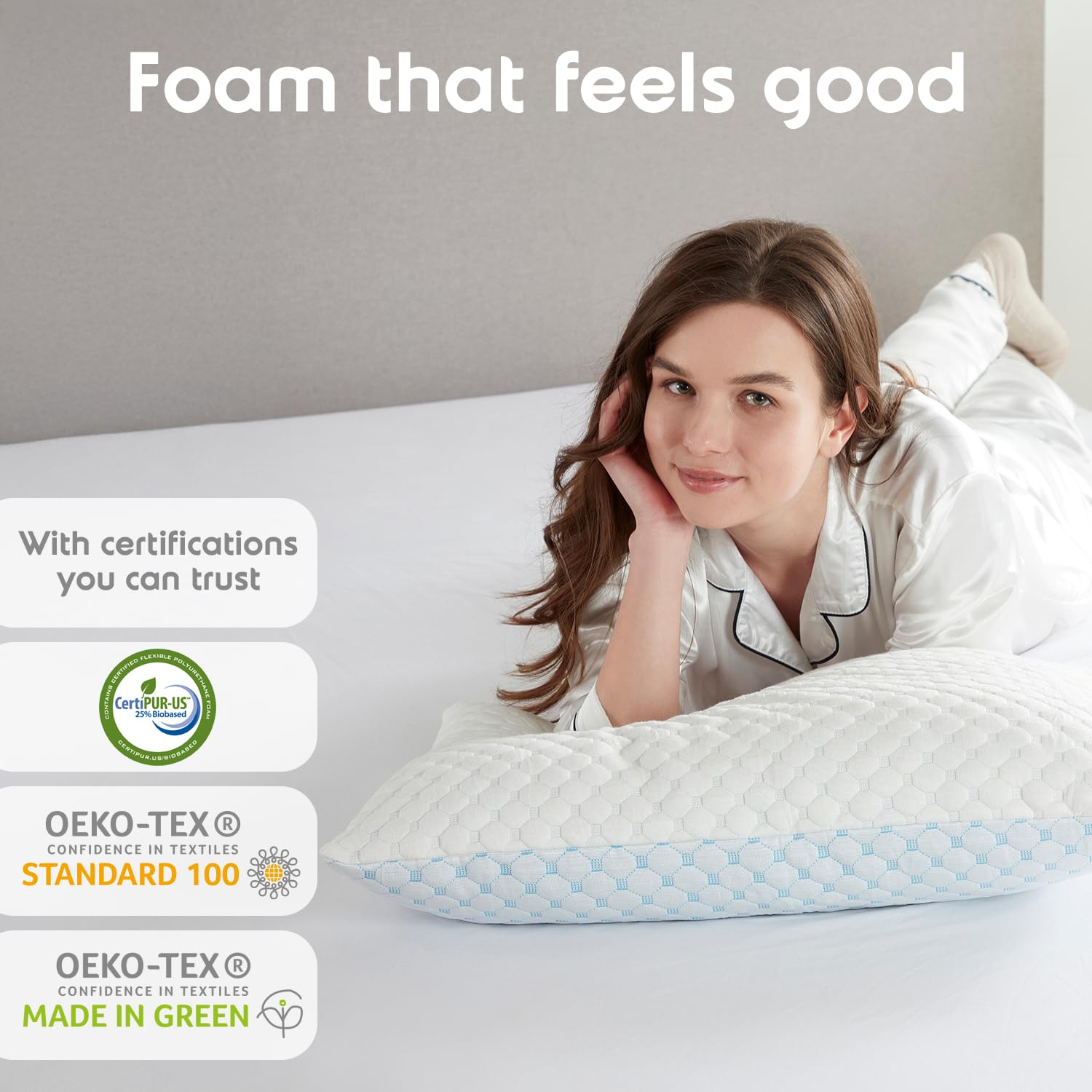 Nestl Cooling Pillows Standard Size Set of 2 - Gel Infused Shredded Memory Foam Pillow for Side, Back & Stomach Sleepers - Adjustable, Breathable & Washable Cool Bed Cover (20”x26”) - Perfect for Hot Sleepers & Night Sweat Relief
