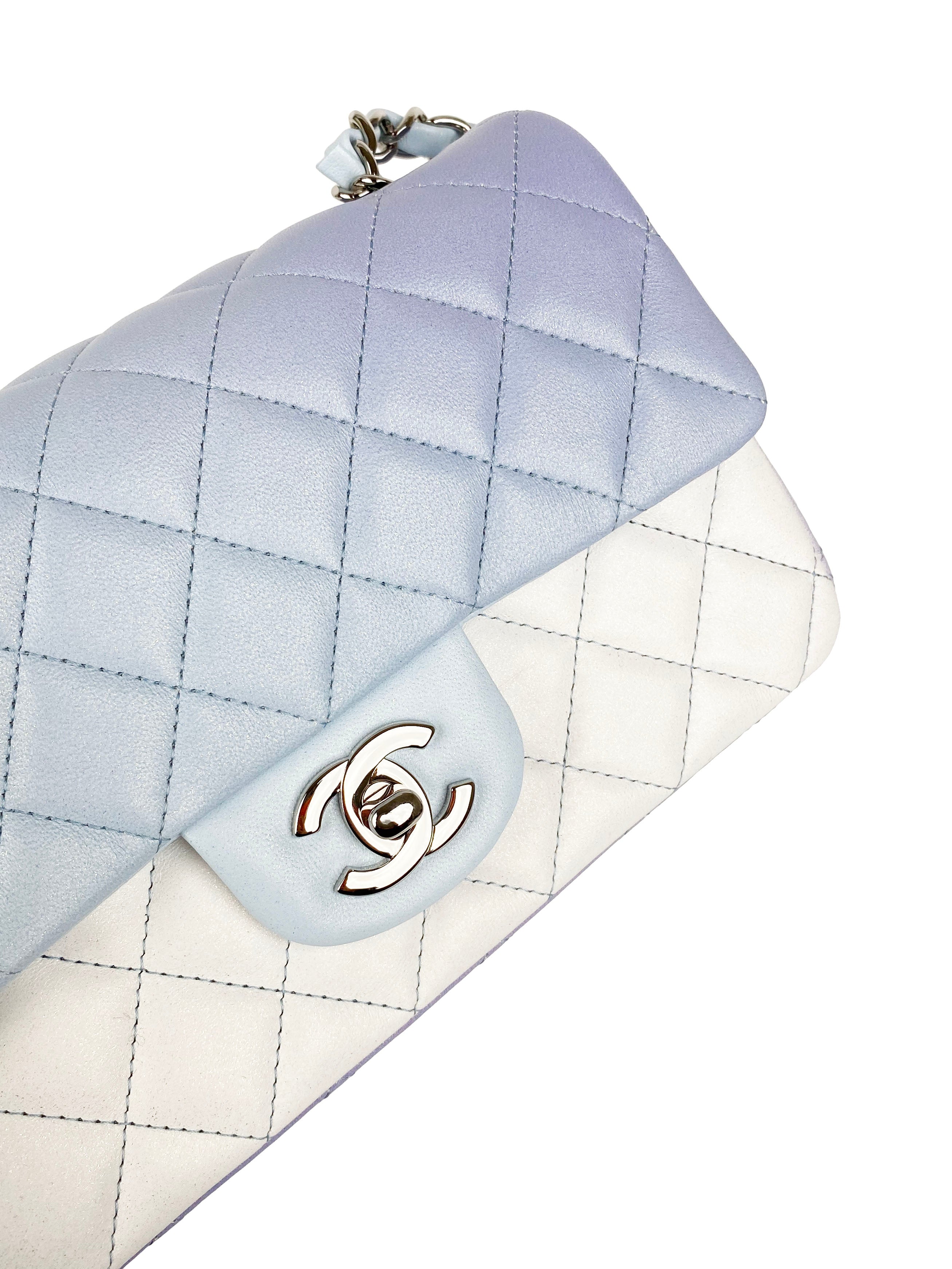 Chanel Glittery Multicolour Mini Classic Flap Bag with Silver Hardware - Luxury Evening Clutch for Parties & Special Occasions