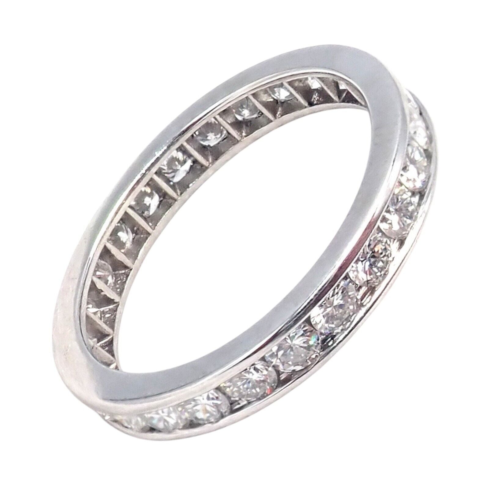 Tiffany & Co Platinum 0.80ct Diamond Full Circle Eternity Band Ring 3mm Width Size 4.5 - Perfect for Anniversaries, Engagements & Special Occasions