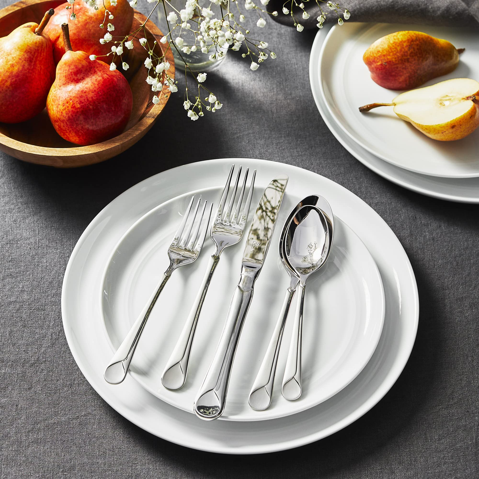 ZWILLING Provence 45-Piece Flatware Set - 18/10 Stainless Steel with Dual Mirror-Satin Finish - Service for 8 (5-Piece Place Setting + 5 Serving Pieces) - Perfect for Dinner Parties, Weddings & Upscale Dining