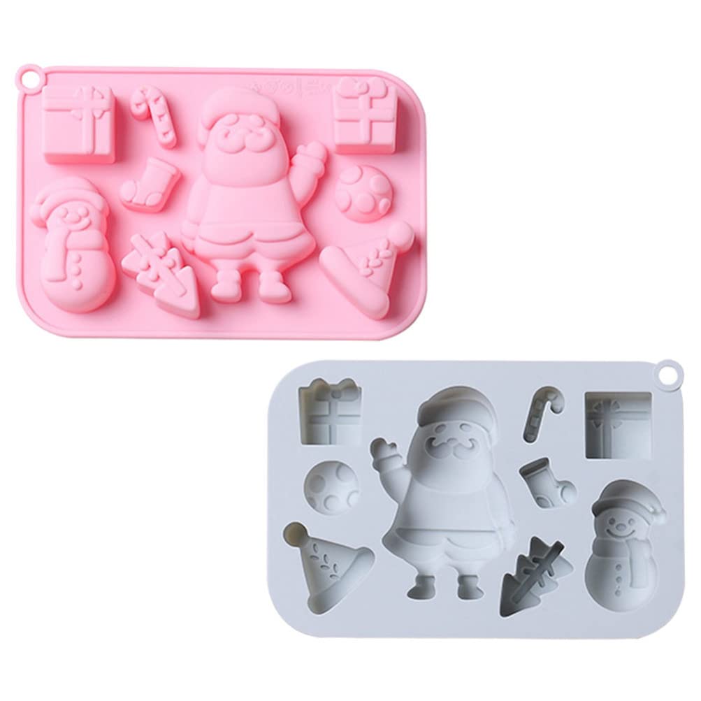 YARDWE 2-Piece Christmas Silicone Cake Molds Set - Christmas Tree & Santa Claus Snowman Baking Molds for Xmas Cakes, Soap Making, and Holiday Party Decorations - Perfect for Festive Baking and DIY Christmas Crafts