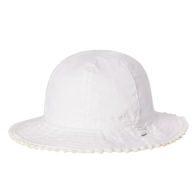 Millymook White Harlow Baby Floppy Hat - Soft Cotton Sun Protection for Newborns & Toddlers - Perfect for Beach, Park & Outdoor Adventures