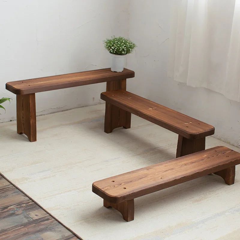 Vintage Solid Oak Wood Shoe Bench with Storage - Durable Entryway Seating for Hallway, Bedroom & Mudroom Organization