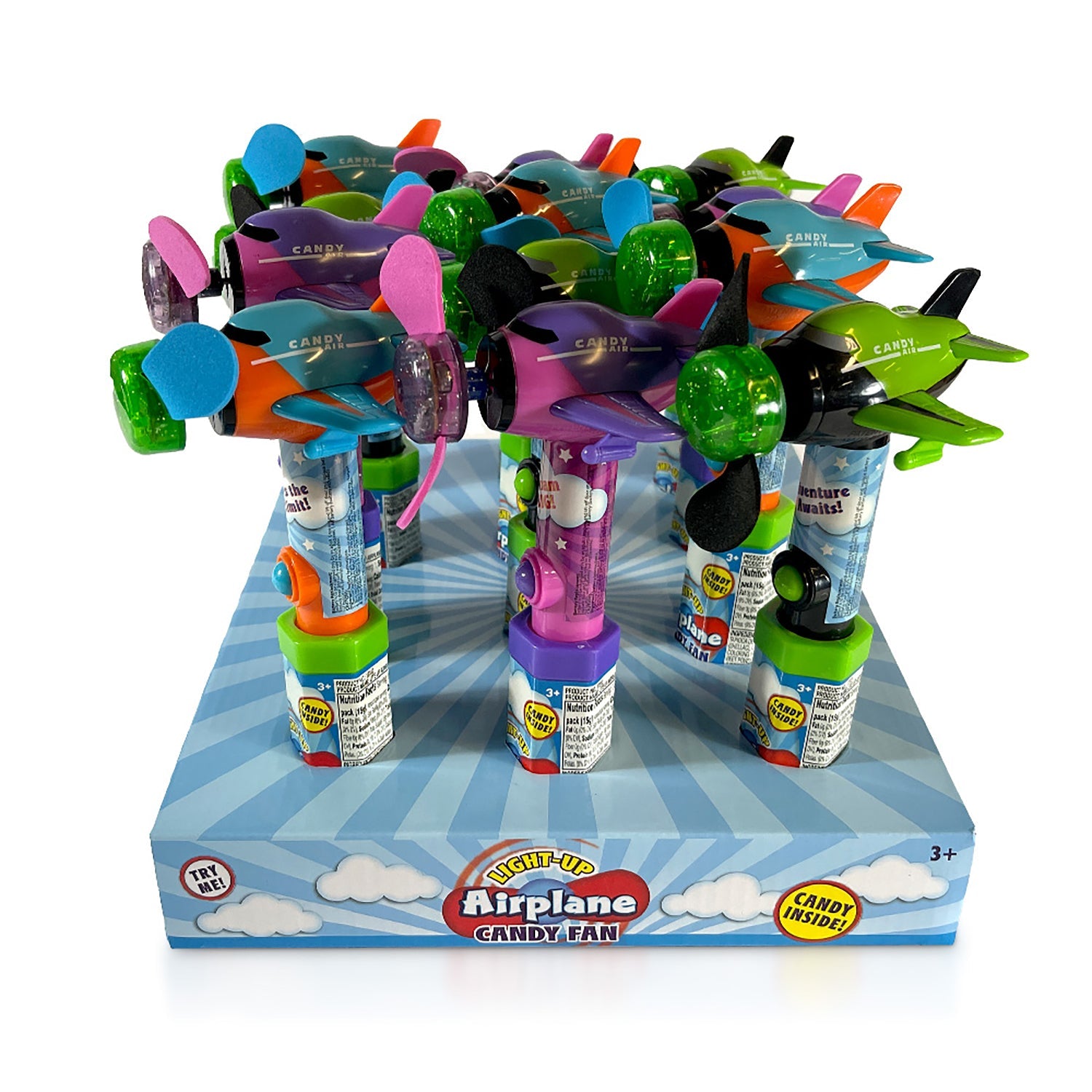 CandyRific Airplane Fan Candy - 12ct Box - Fun Party Favors for Kids Birthday, Baby Shower & Travel Snacks