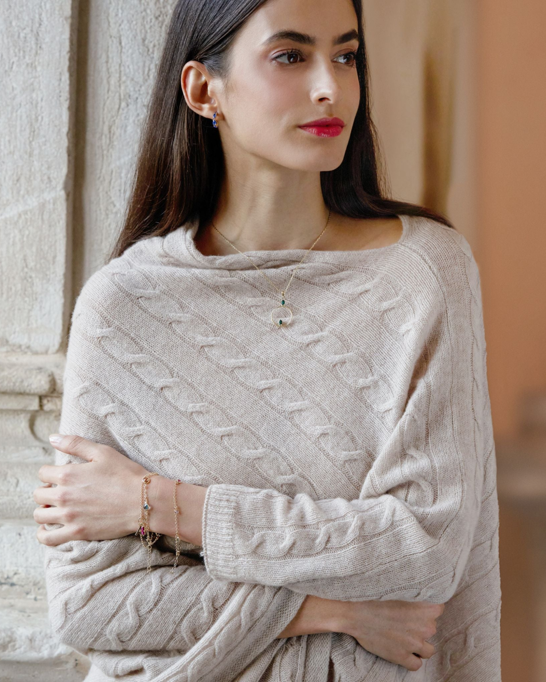 Luxury Women's Pure Cashmere Cable Knit Poncho - Soft Winter Shawl Wrap for Women - Perfect for Fall, Winter & Holiday Outfits
