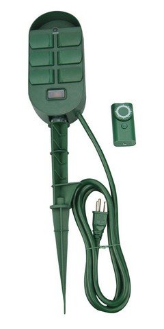 6-Outlet Outdoor Power Stake with Built-in Timer & Remote Control - Perfect for Garden, Patio, and Holiday Lighting
