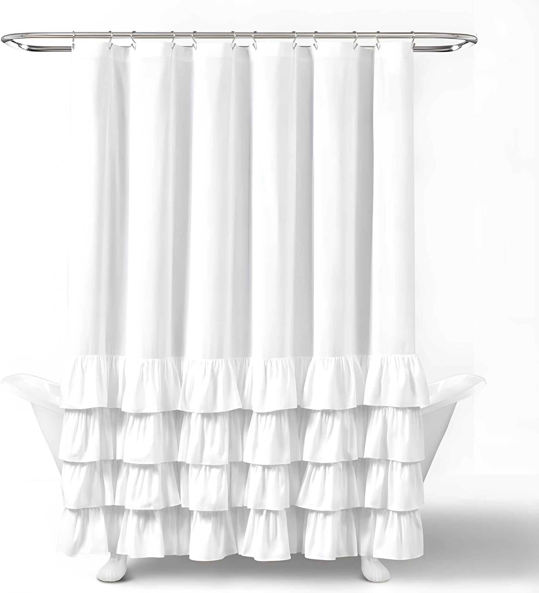 Elegant White Shower Curtain with Ruffles - Waterproof Bathroom Decor for Modern Homes | Perfect for Bathroom Makeovers & Spa-Like Retreats
